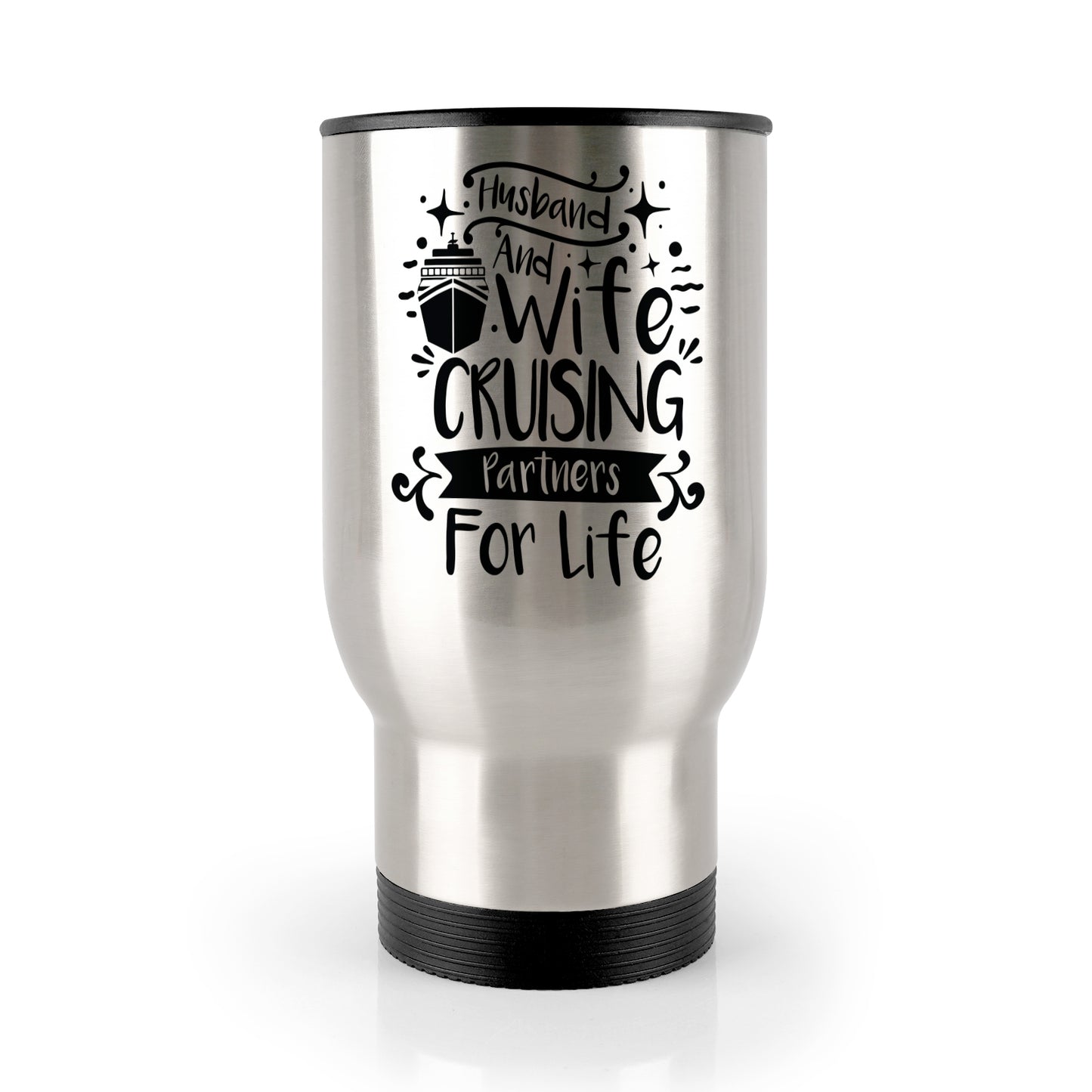 Husband & wife Cruising Travel Mug (Silver) (14 Oz)