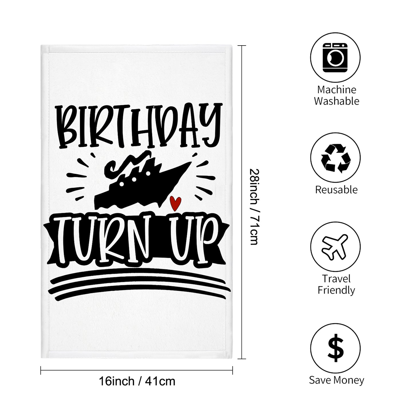 Women Birthday Cruise Turn Up Custom Towel 16"x28"