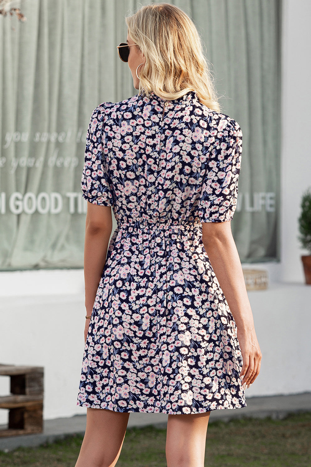 Ditsy Floral Mock Neck Dress - Absolute Fashion 2020