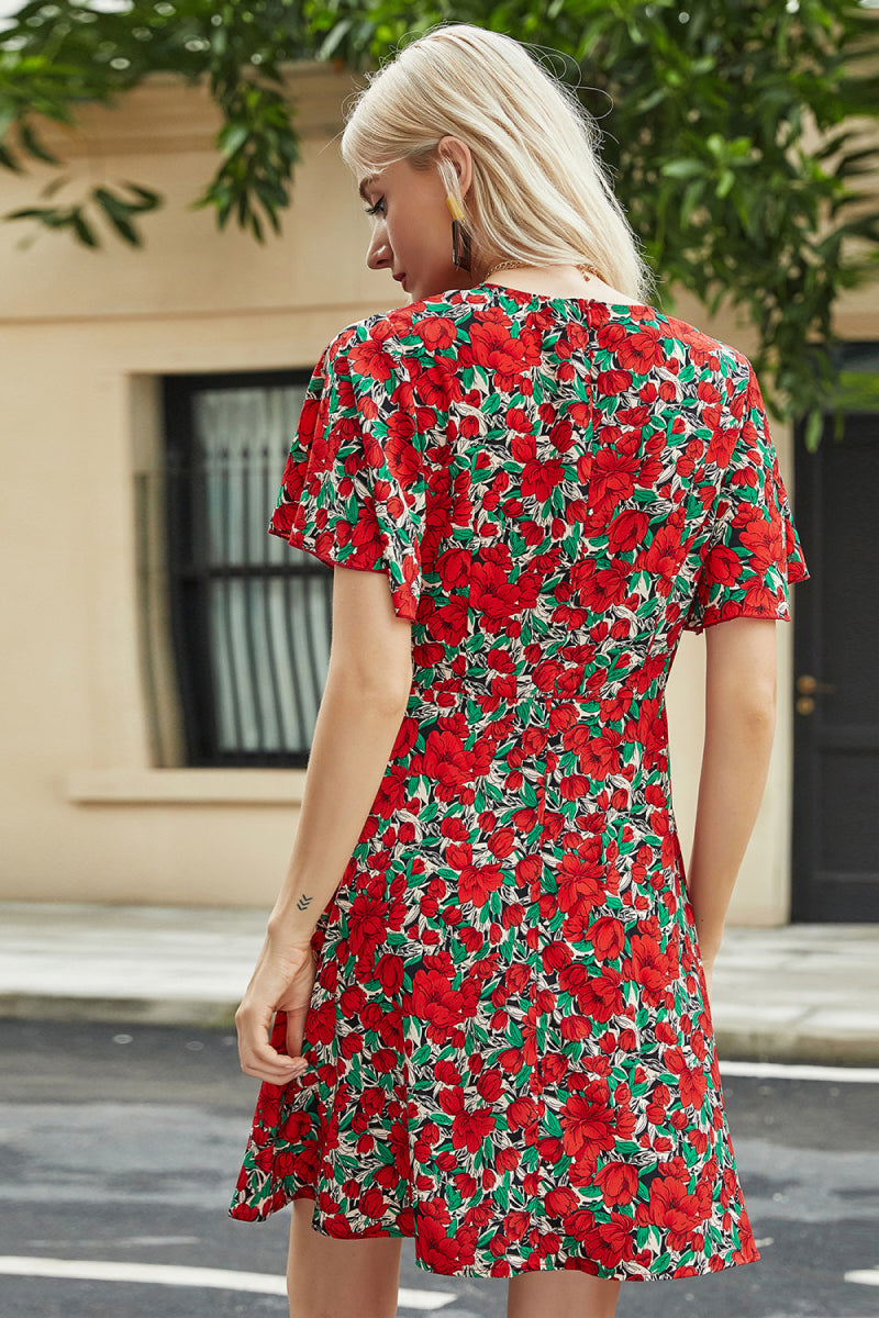 Floral V Neck Dress - Absolute Fashion 2020