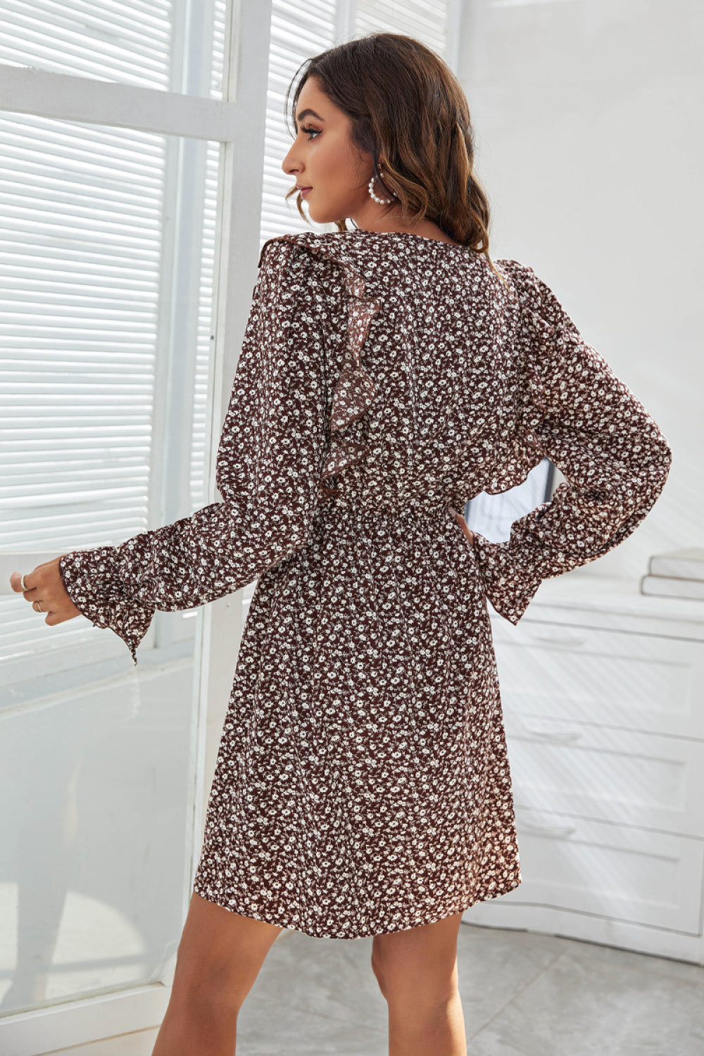 Ditsy Floral Ruffled Trim Mini Dress