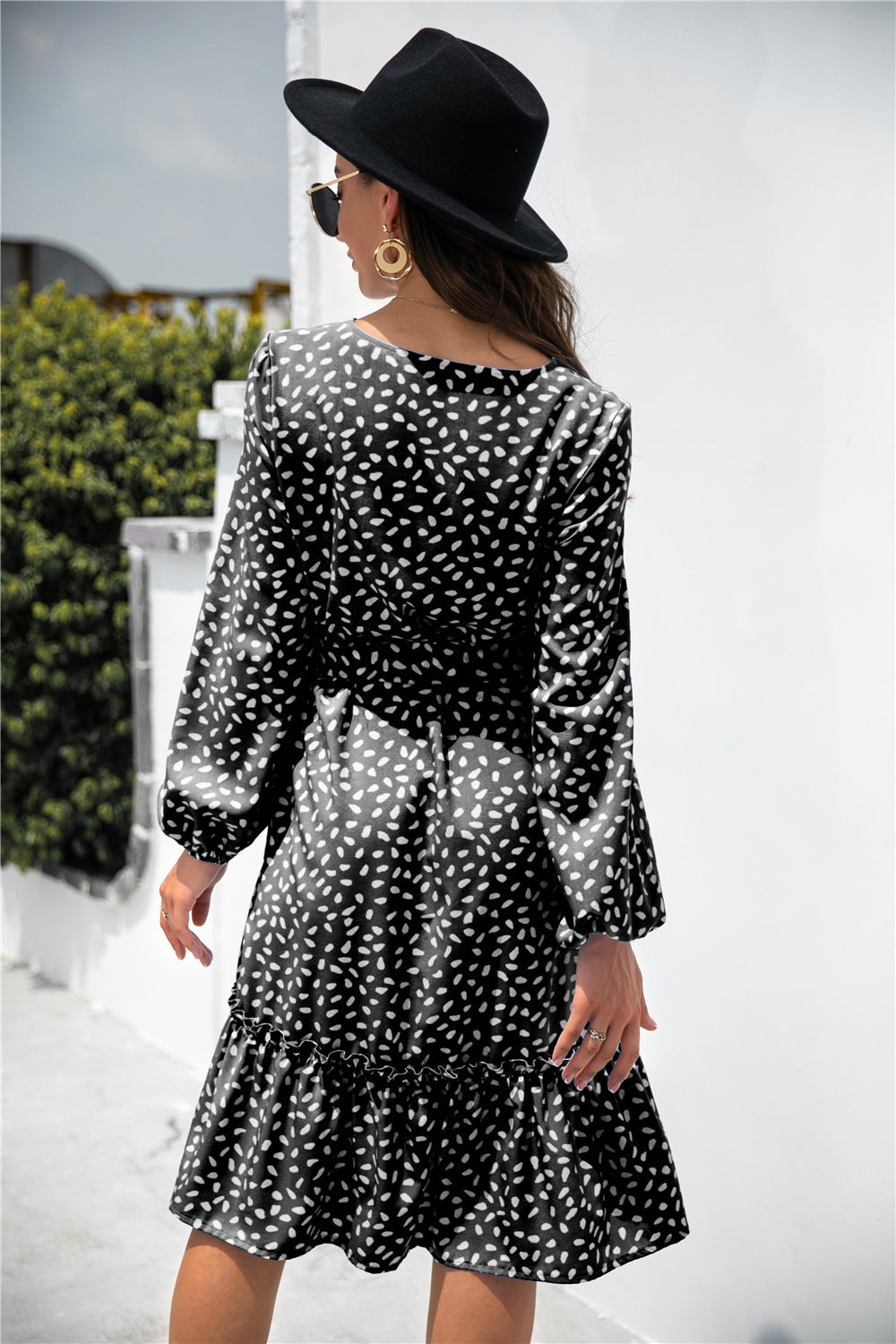 Speckle Frill Trim Button Front Dress - Absolute Fashion 2020
