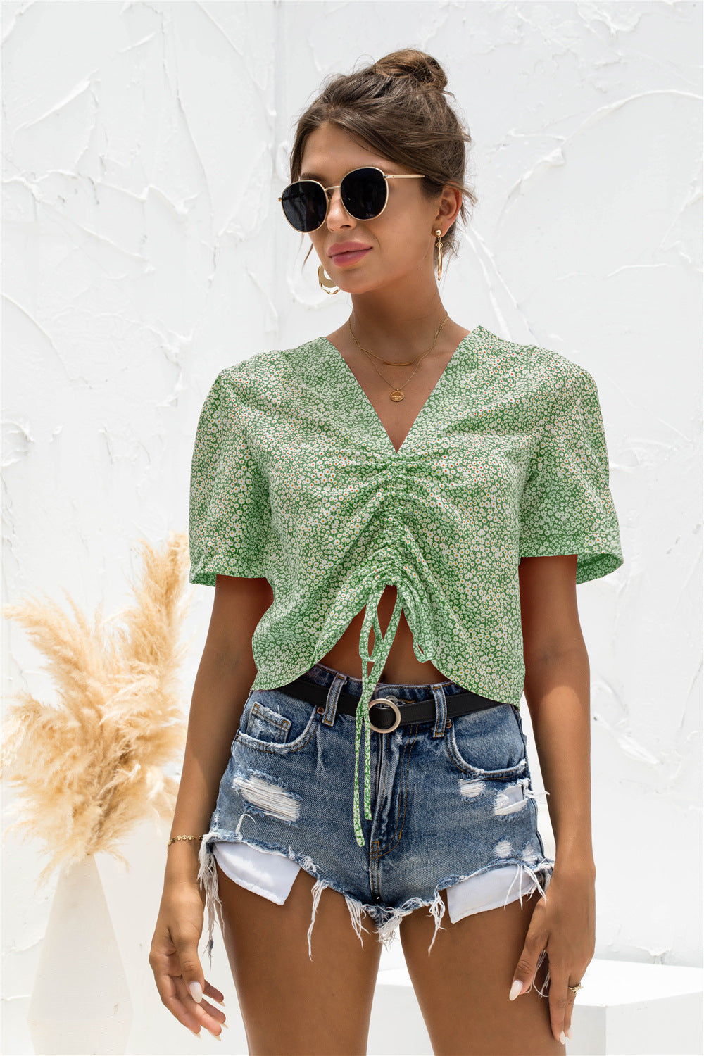 Ditsy Floral Drawstring Tee - Absolute Fashion 2020