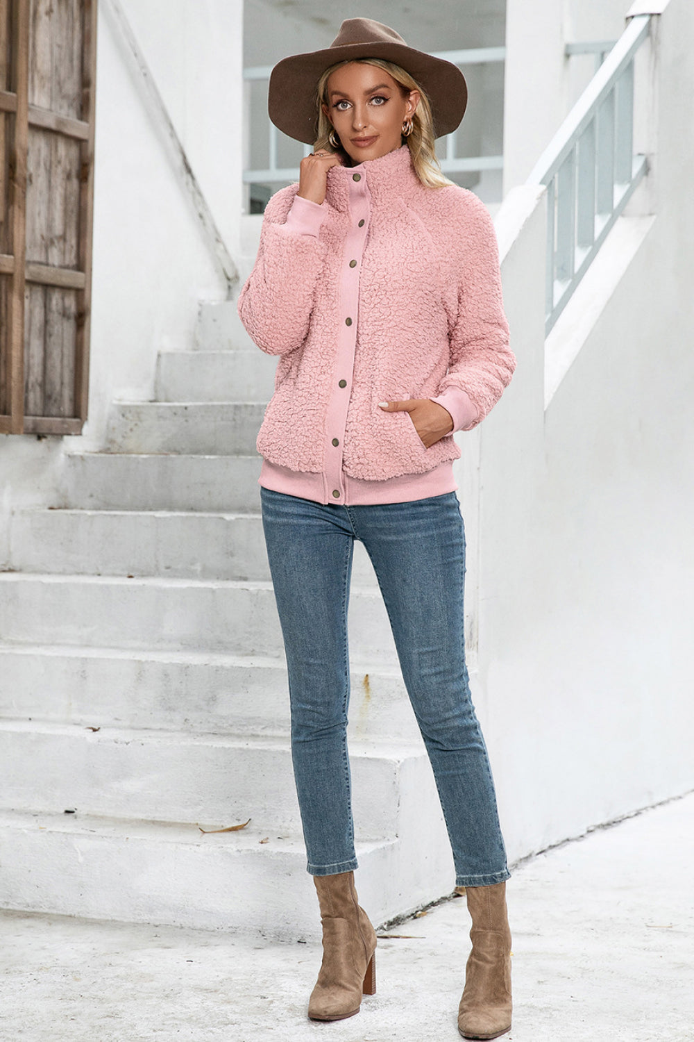 Snap Button Down Teddy Jacket - Absolute Fashion 2020