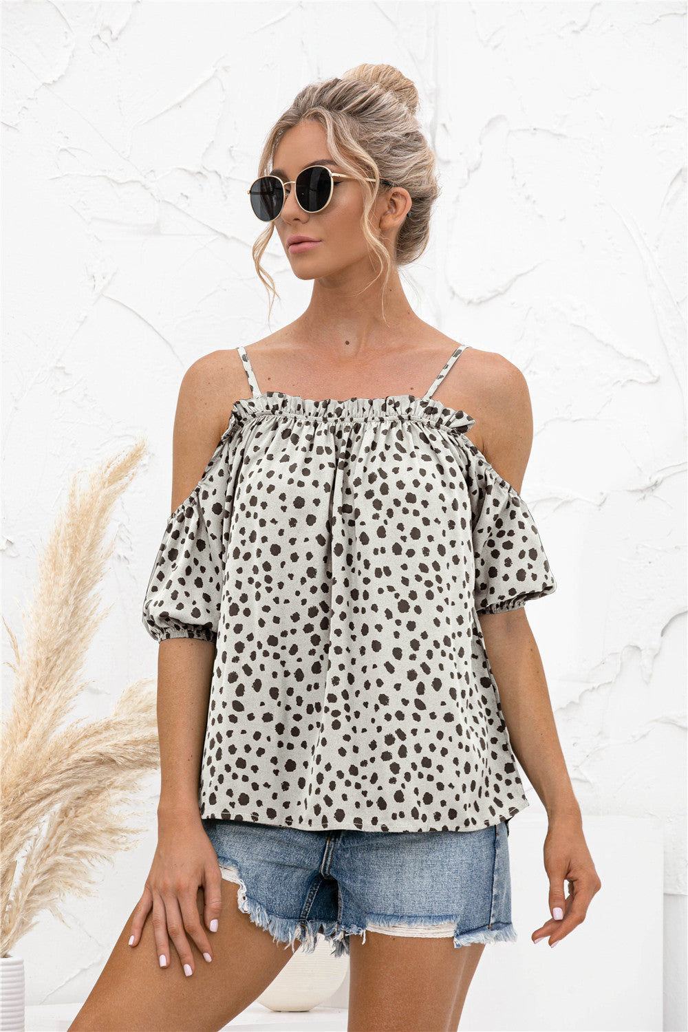Cheetah Print Cold Shoulder Camisole Top - Absolute Fashion 2020