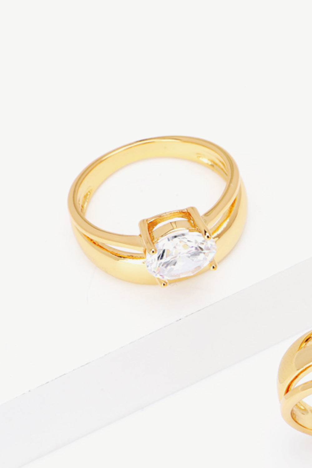 Stylish Cubic Zirconia Gold-Plated Ring
