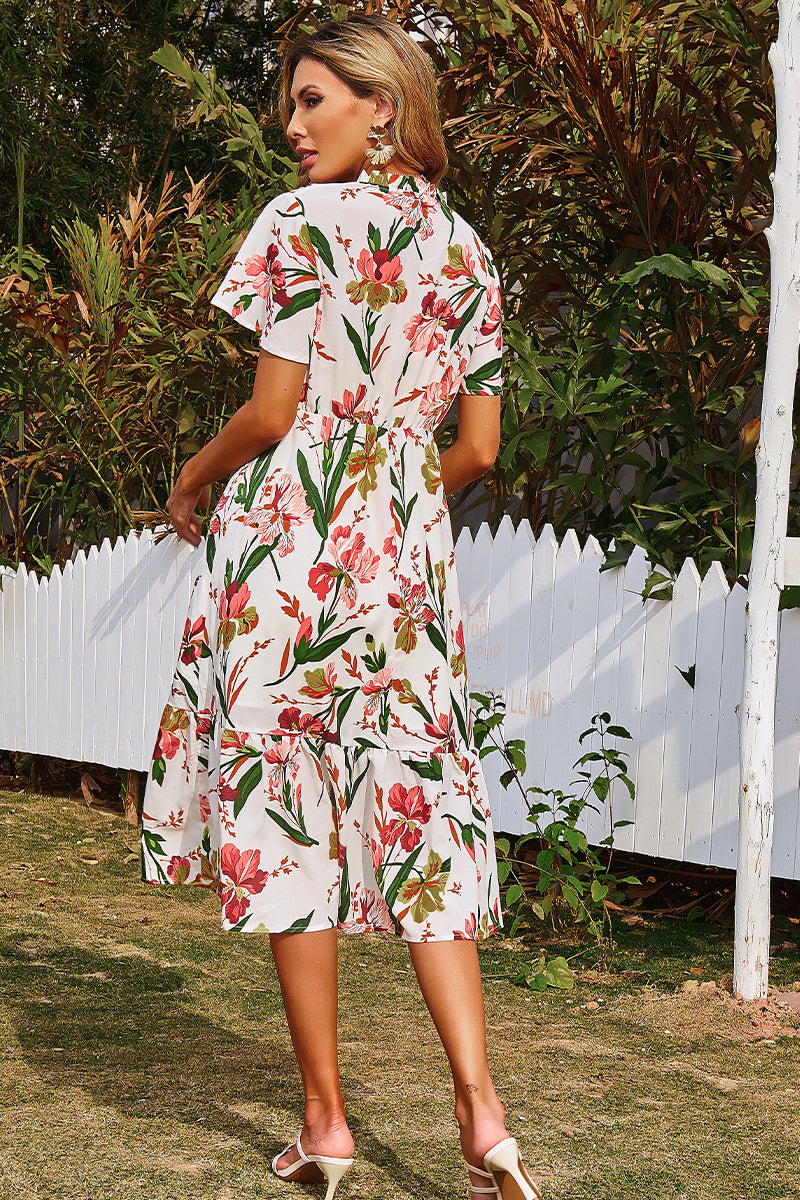 Floral Asymmetrical Ruffle Hem Dress - Absolute Fashion 2020