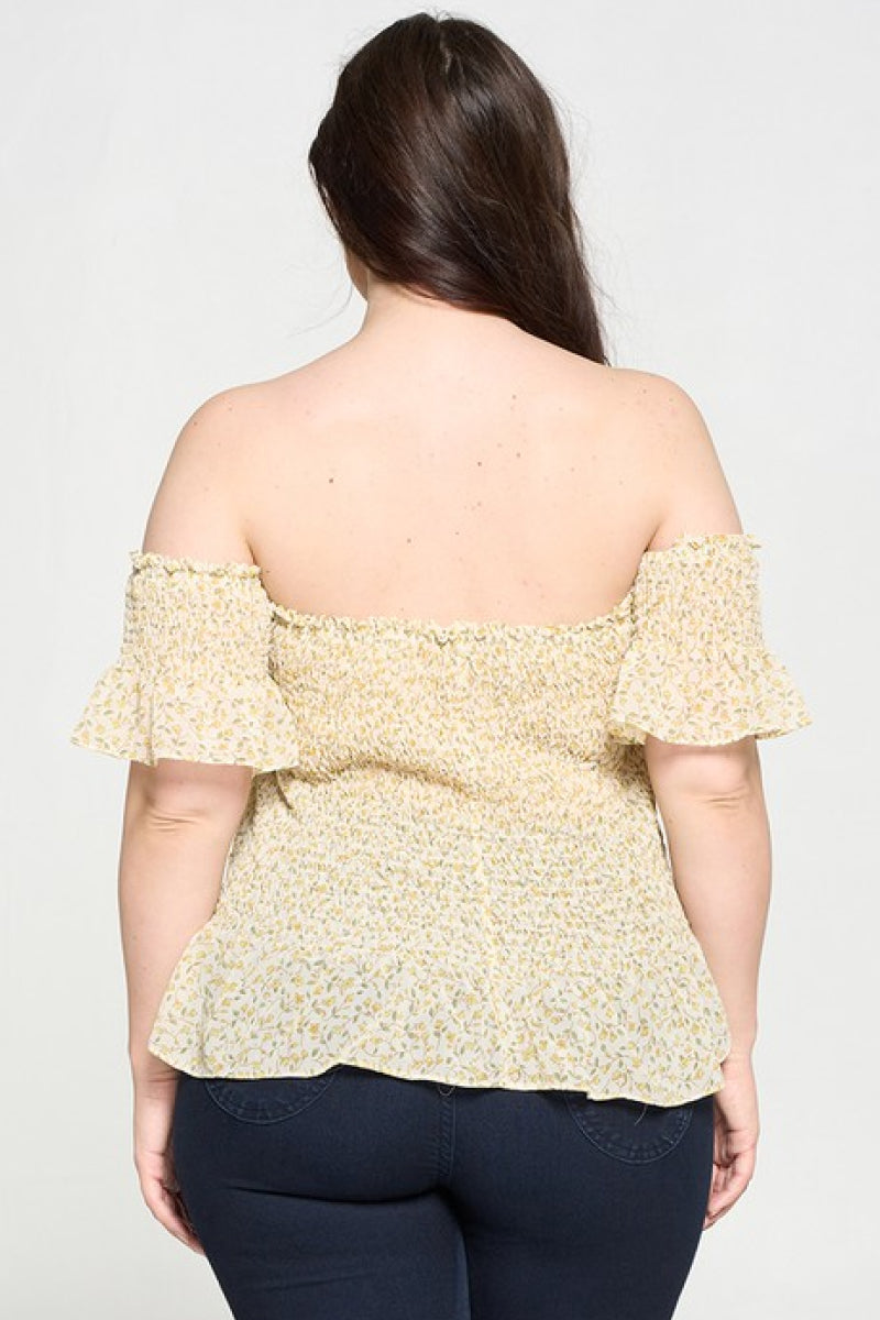 Floral Chiffon Allover Smocking Top