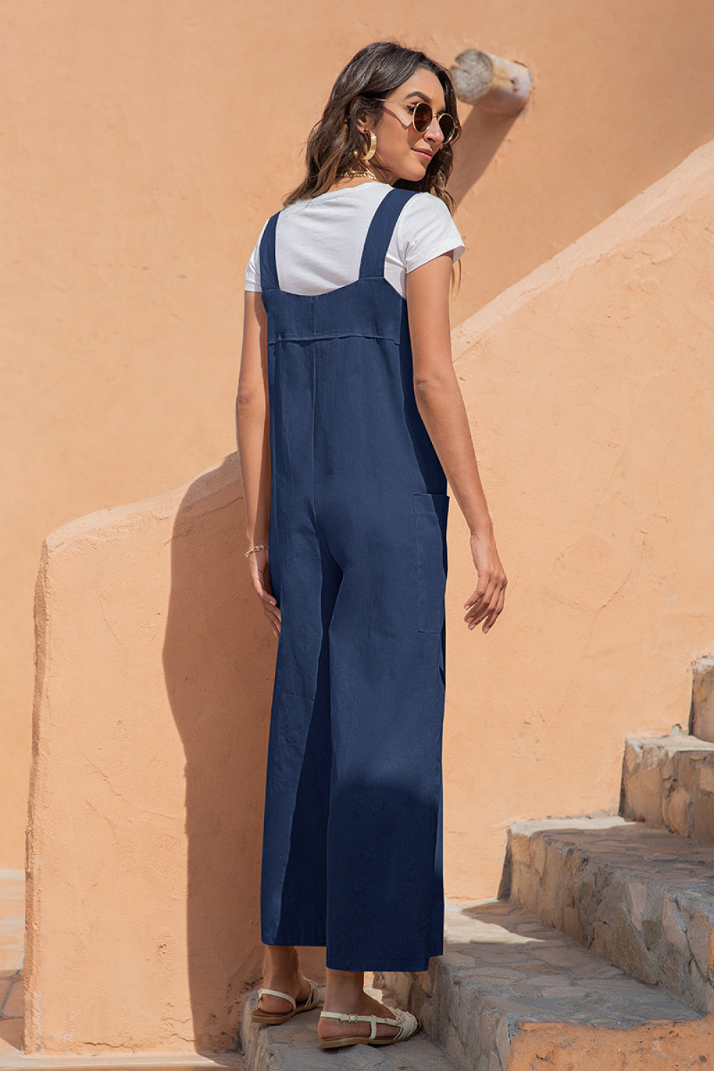 Button Up Pocketed Wide Leg Jumpsuit - Absolute Fashion 2020