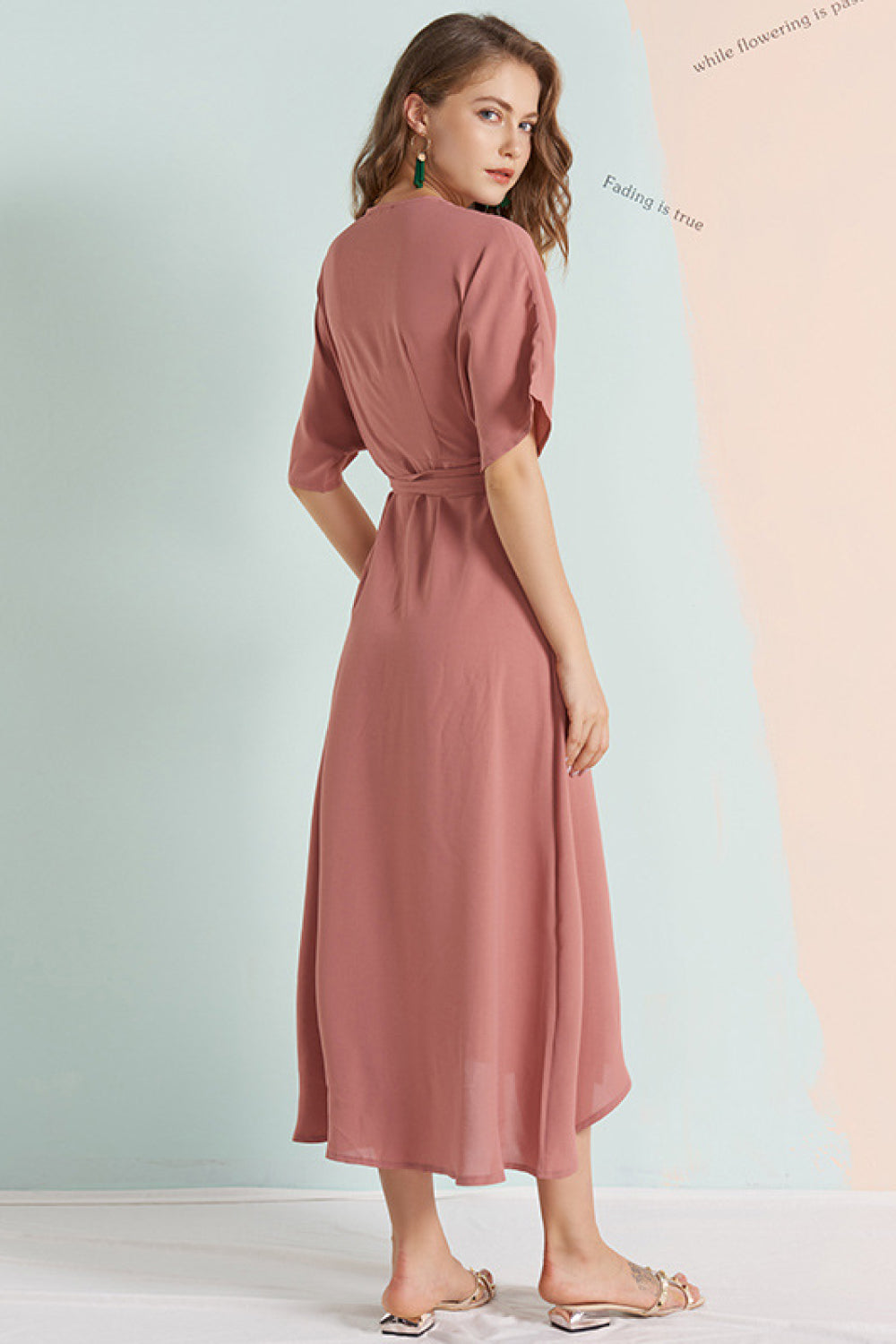 Solid Wrap Front Belted Dress - Absolute Fashion 2020