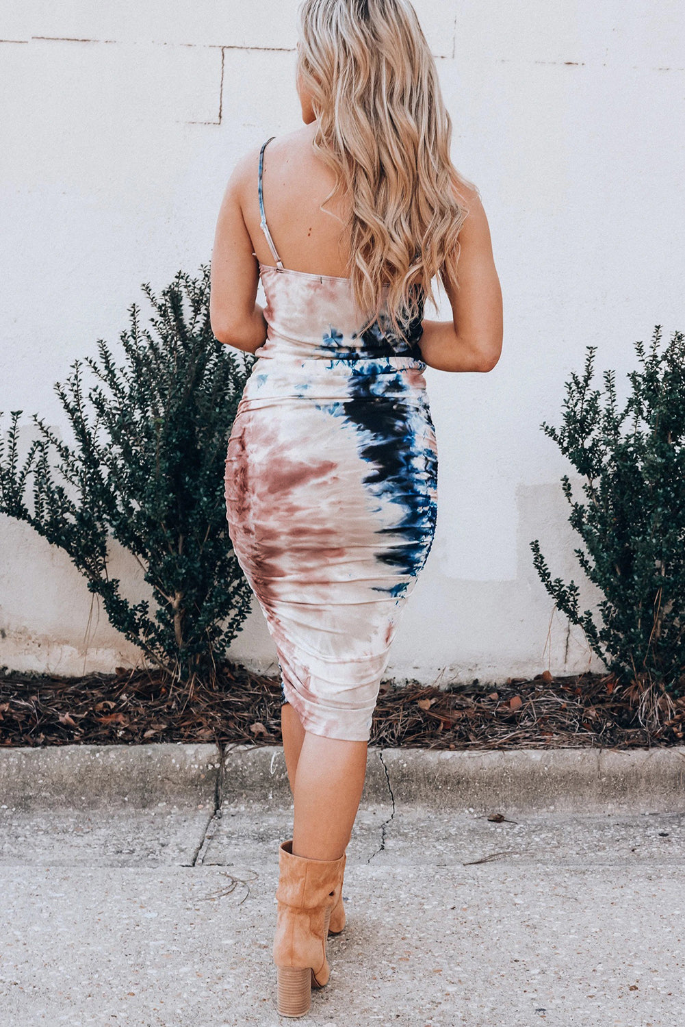 Spaghetti Straps Tie-dye Bodycon Midi Dress - Absolute Fashion 2020