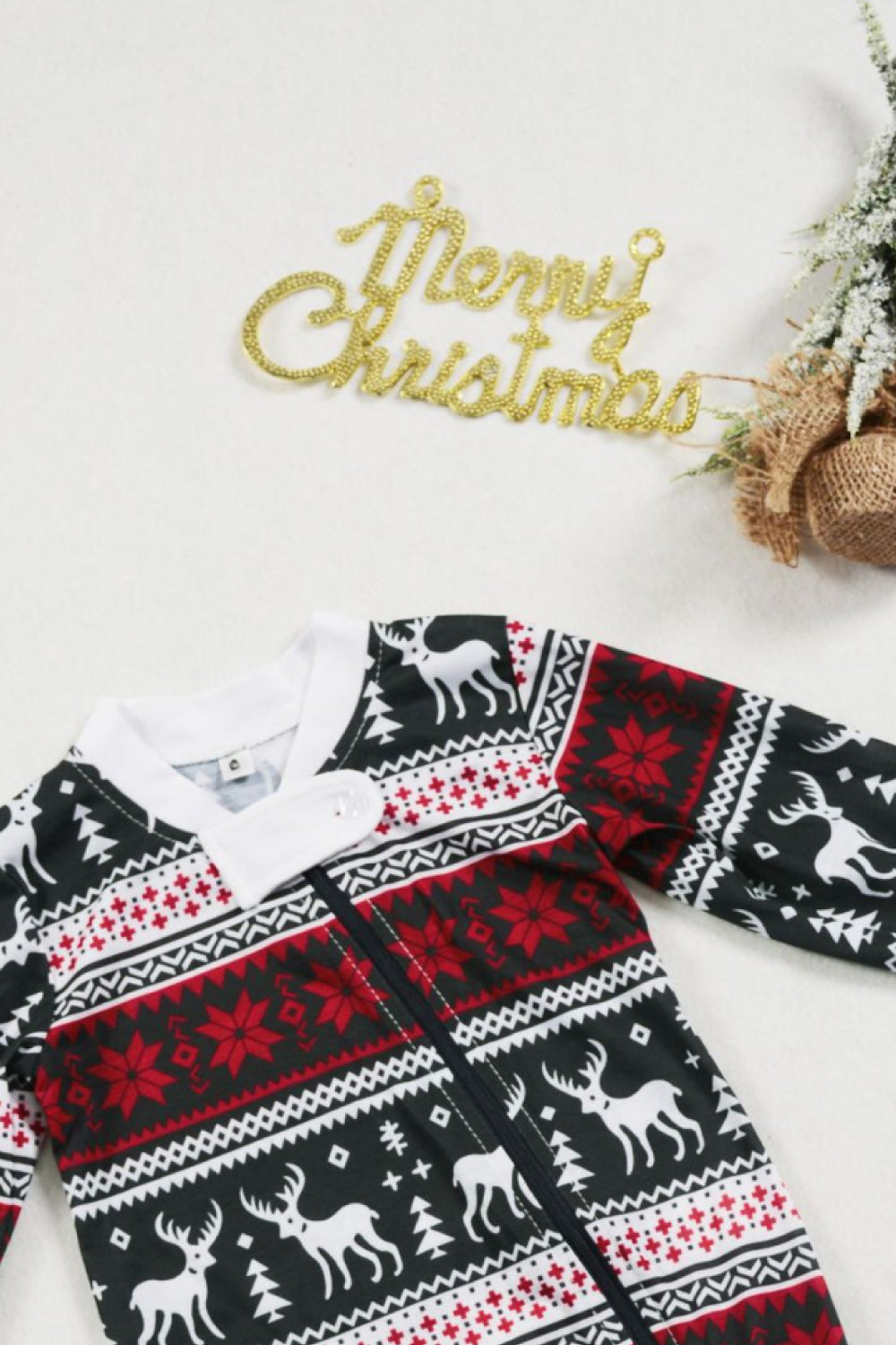 Baby Christmas Print Zip Up Jumpsuit