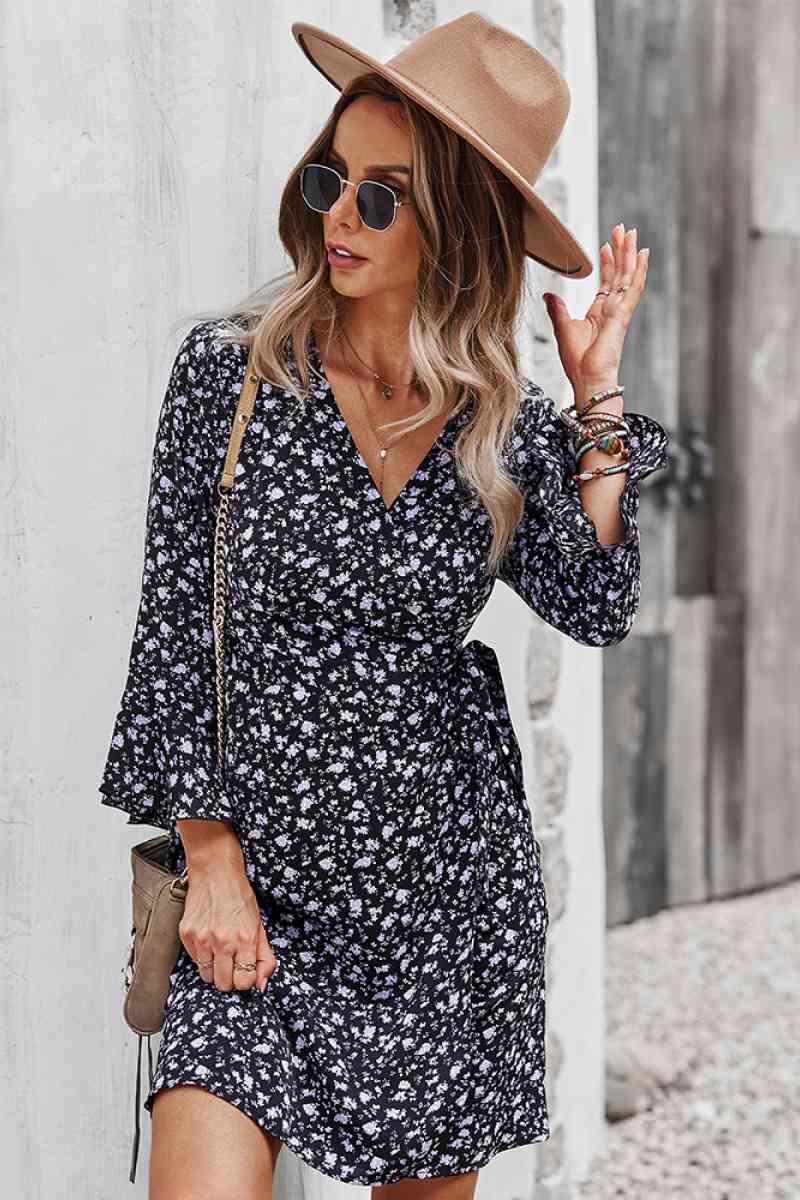 Floral Flare Sleeve Corset Dress - Absolute Fashion 2020
