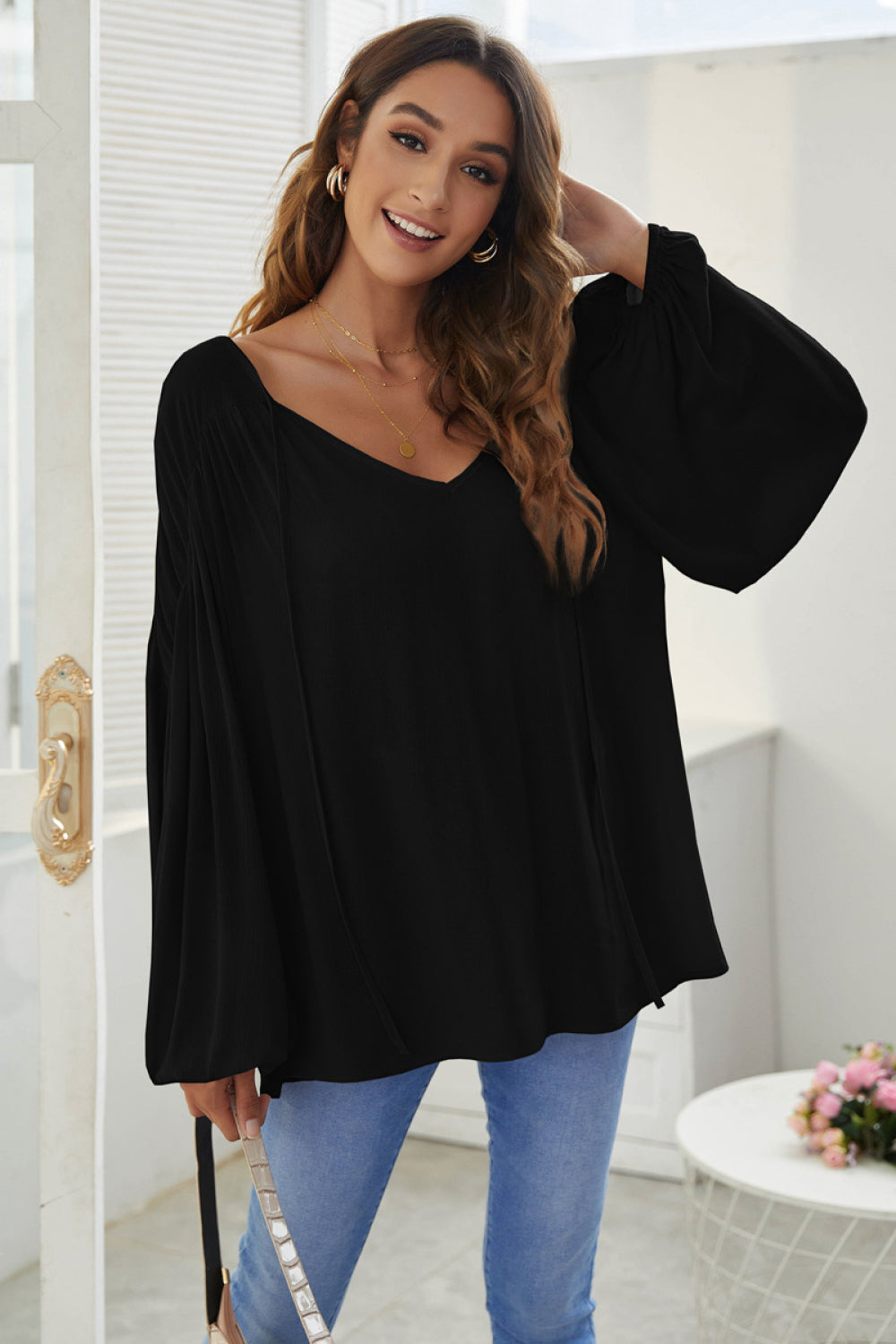 Flare Sleeve Drawstrings Top - Absolute Fashion 2020