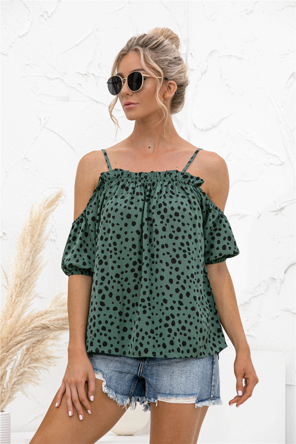 Cheetah Print Cold Shoulder Camisole Top - Absolute Fashion 2020