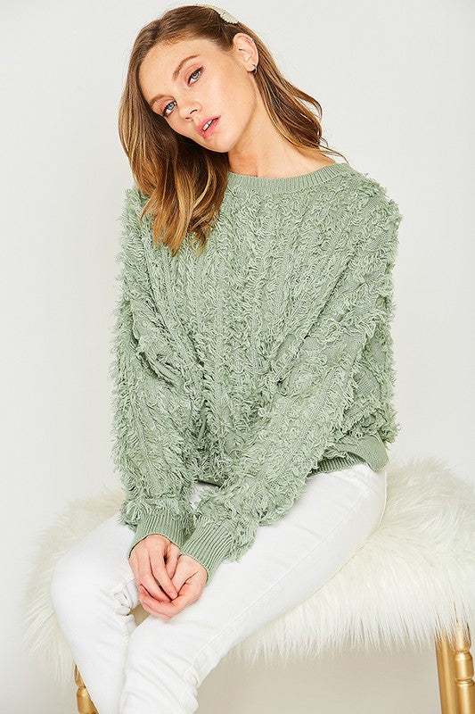 Textured Fuzzy Sweater