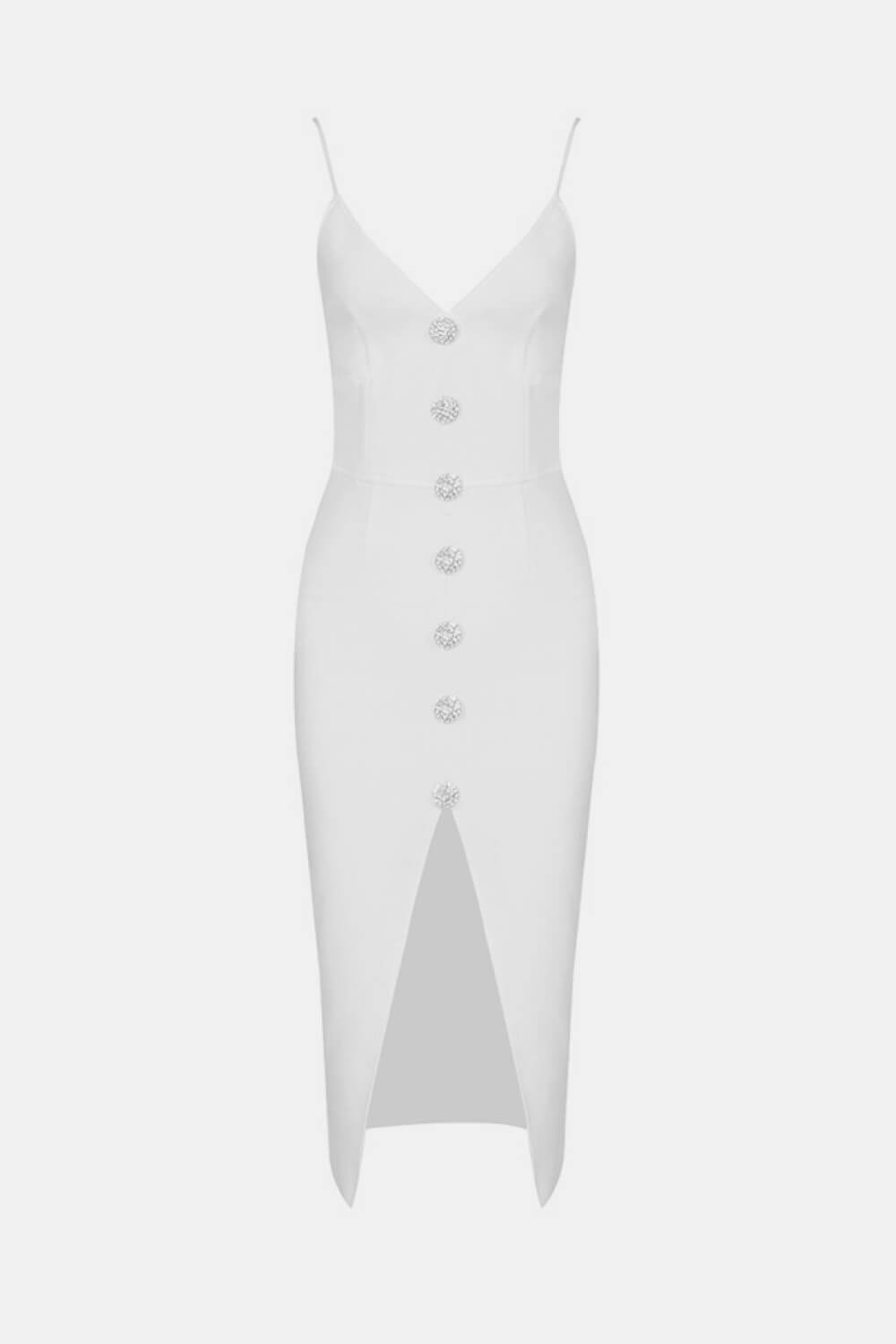 Decorative Button Spaghetti Strap Tulip Hem Dress