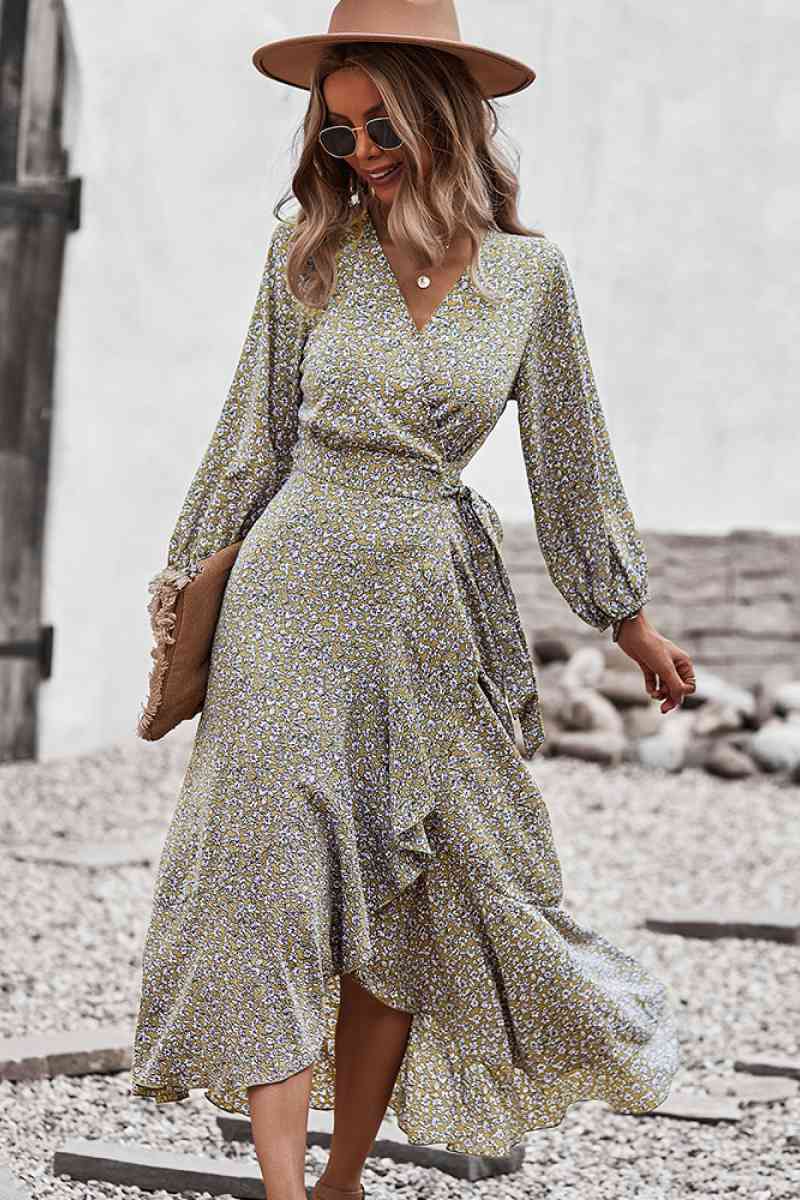 Floral Wrap Tied Swing Maxi Dress - Absolute Fashion 2020