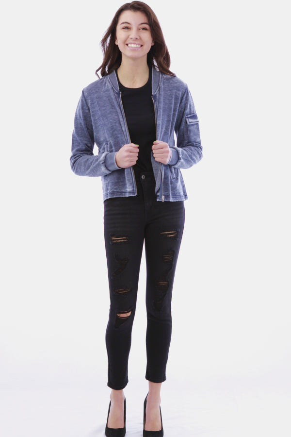 Vintage Wash Fleece Lined Hilo Top