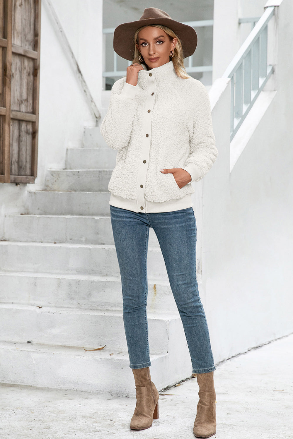Snap Button Down Teddy Jacket - Absolute Fashion 2020