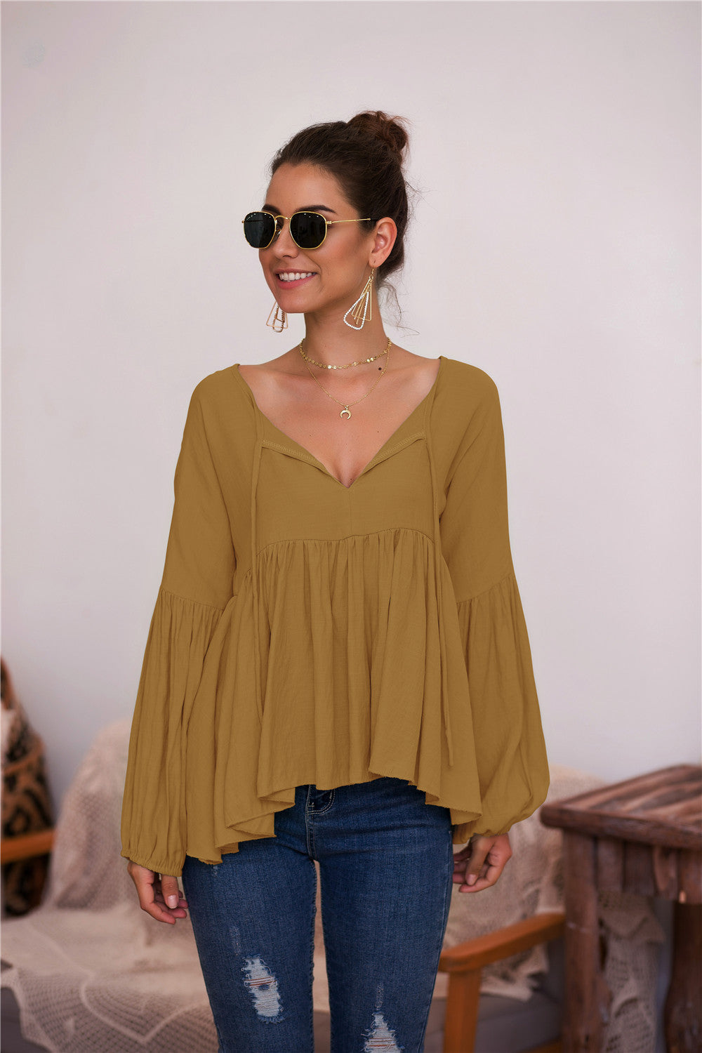 Puff Long Sleeve Pleated Top - Absolute Fashion 2020
