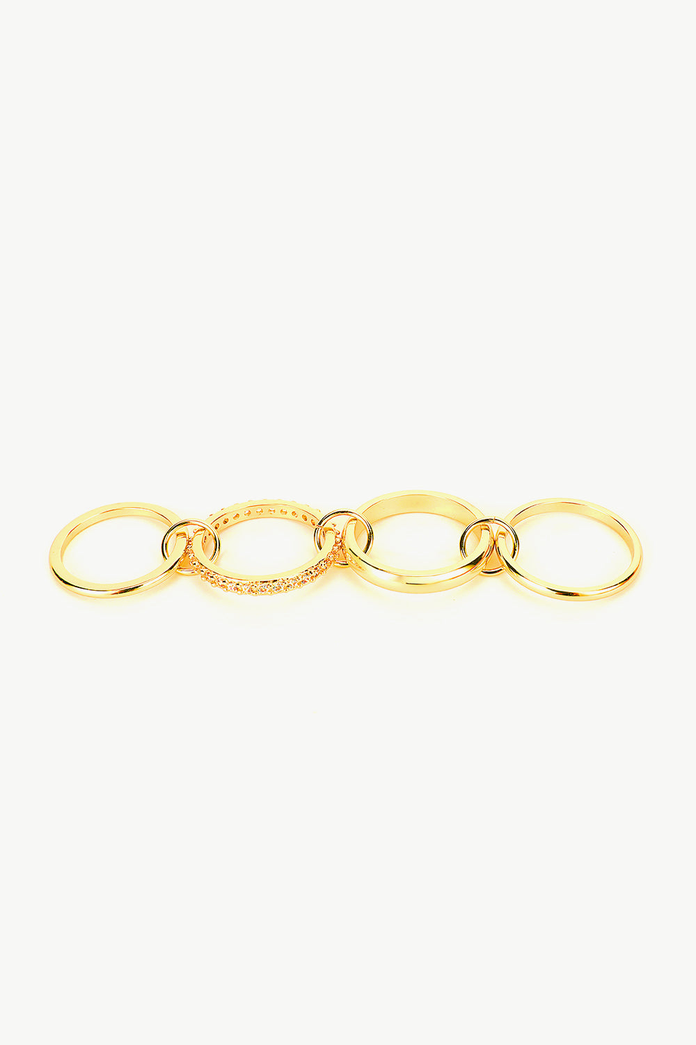 Cubic Zircon Four-Finger Combined Ring