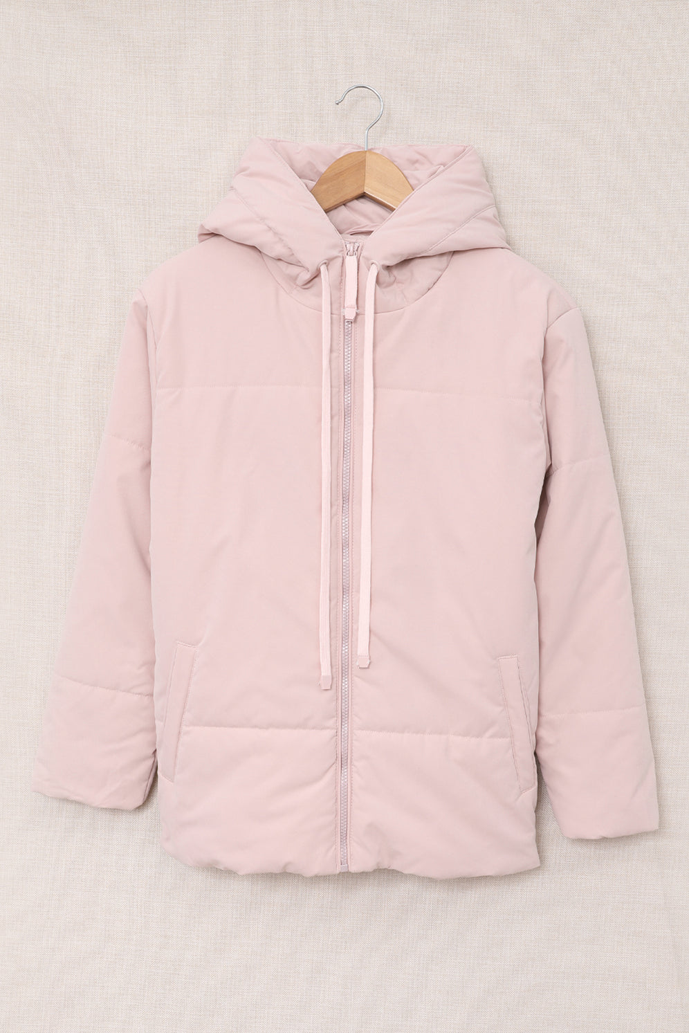 Drawstring Hem Hooded Jacket with Pockets