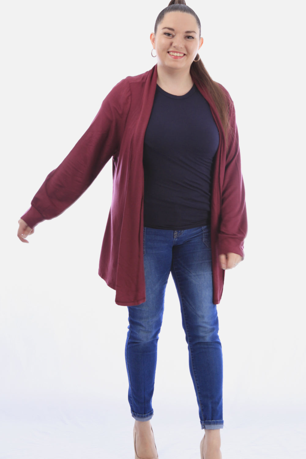 Stretch Laceup Back Cardigan