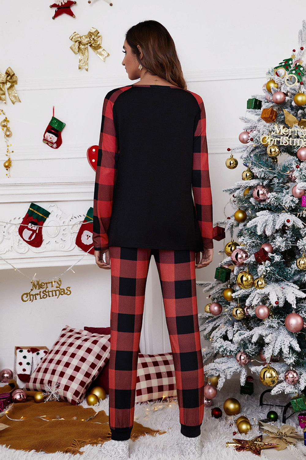 Buffalo Check Print Raglan PJ Set