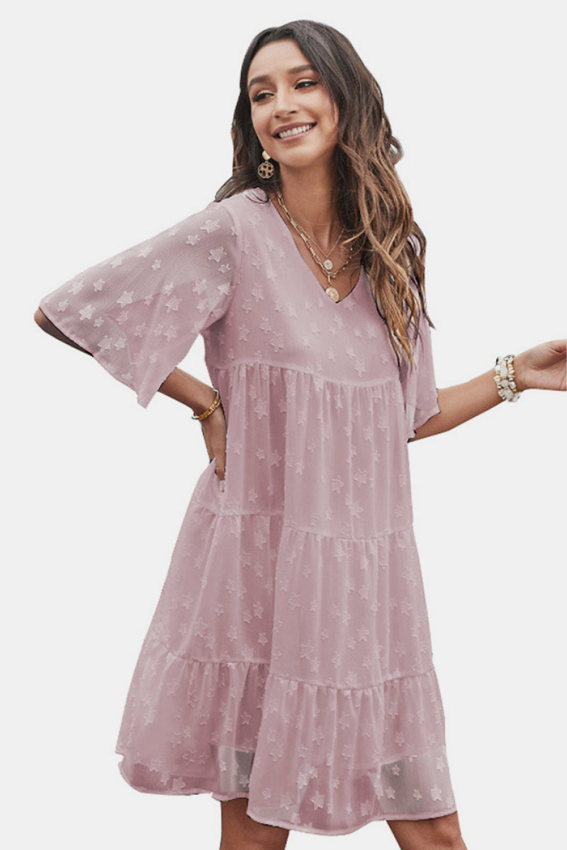 Star Flutter Sleeve Tiered Dress - Absolute Fashion 2020