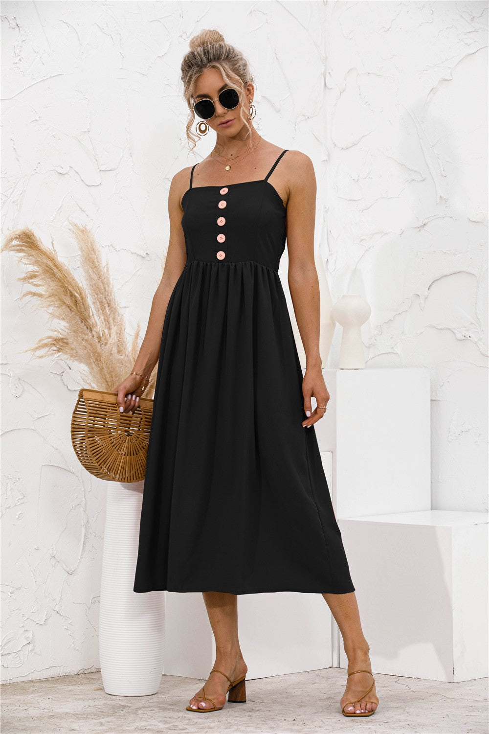 Spaghetti Straps Button down Dress - Absolute Fashion 2020