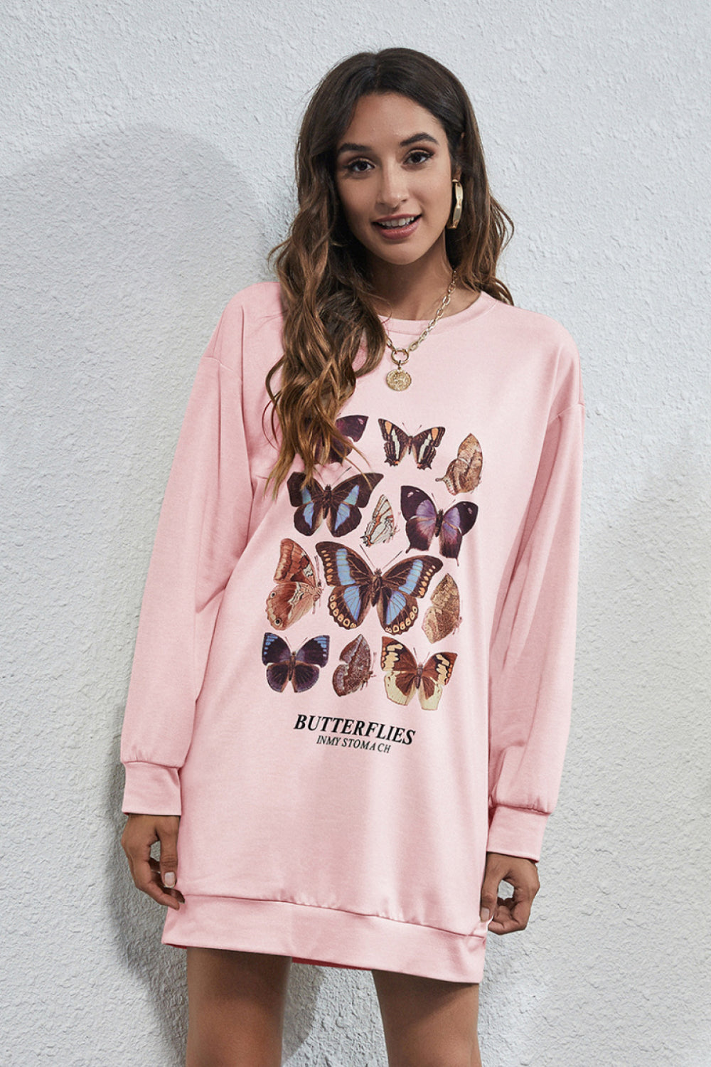 Butterfly Print Hip Length Sweatshirt - Absolute Fashion 2020