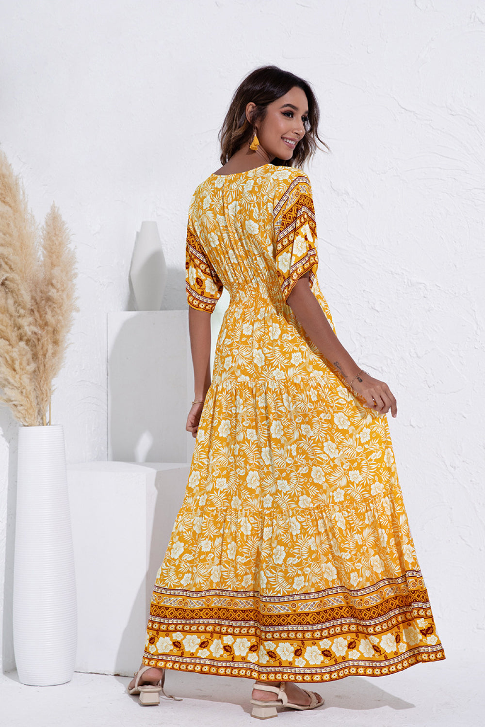 Bohemian Print V-Neck Swing Dress - Absolute Fashion 2020