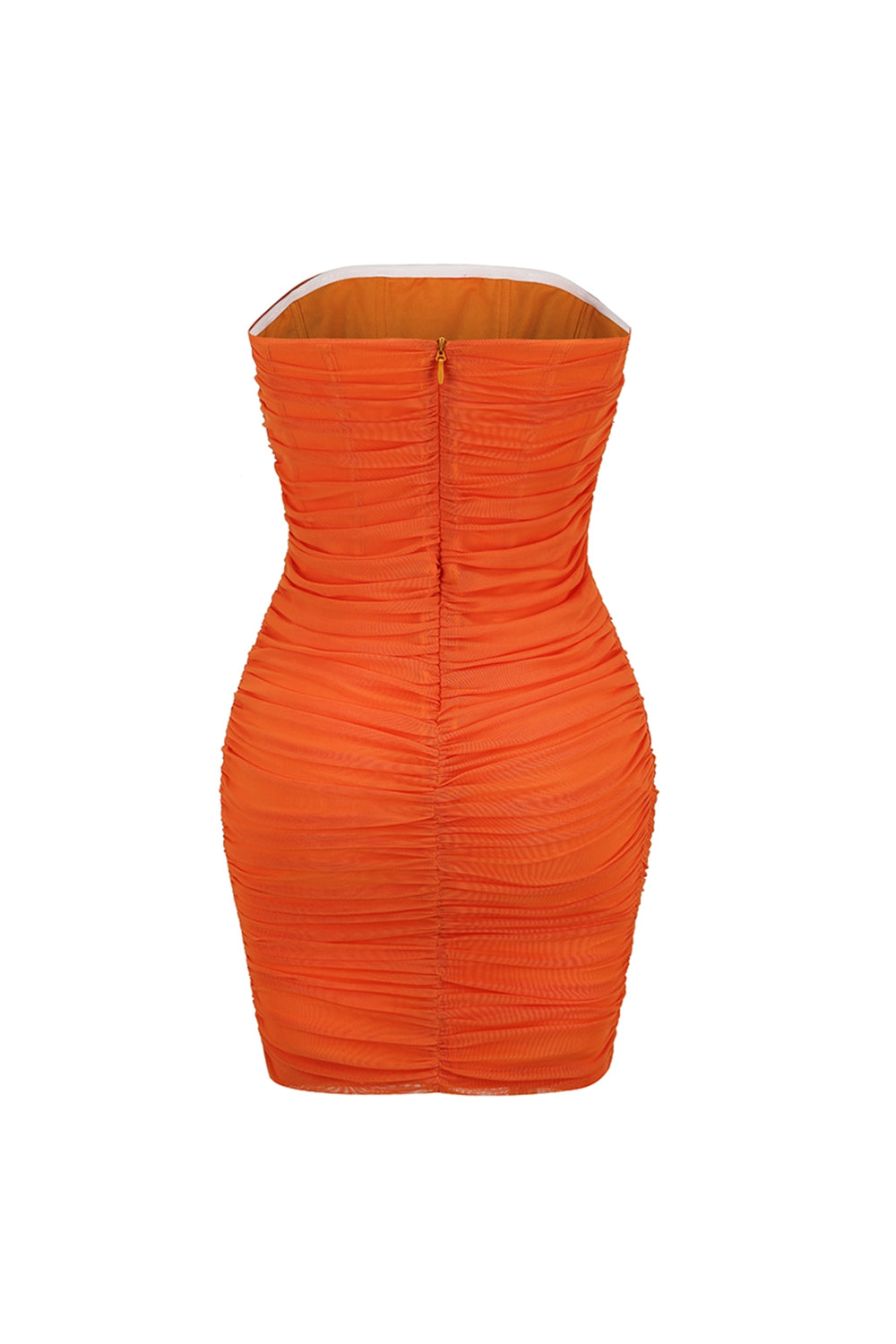 Ruched Strapless Zip-Back Bodycon Dress