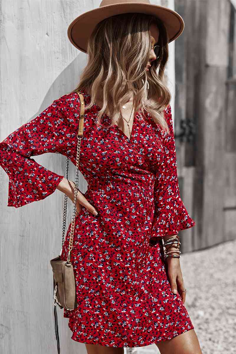 Floral Flare Sleeve Corset Dress - Absolute Fashion 2020