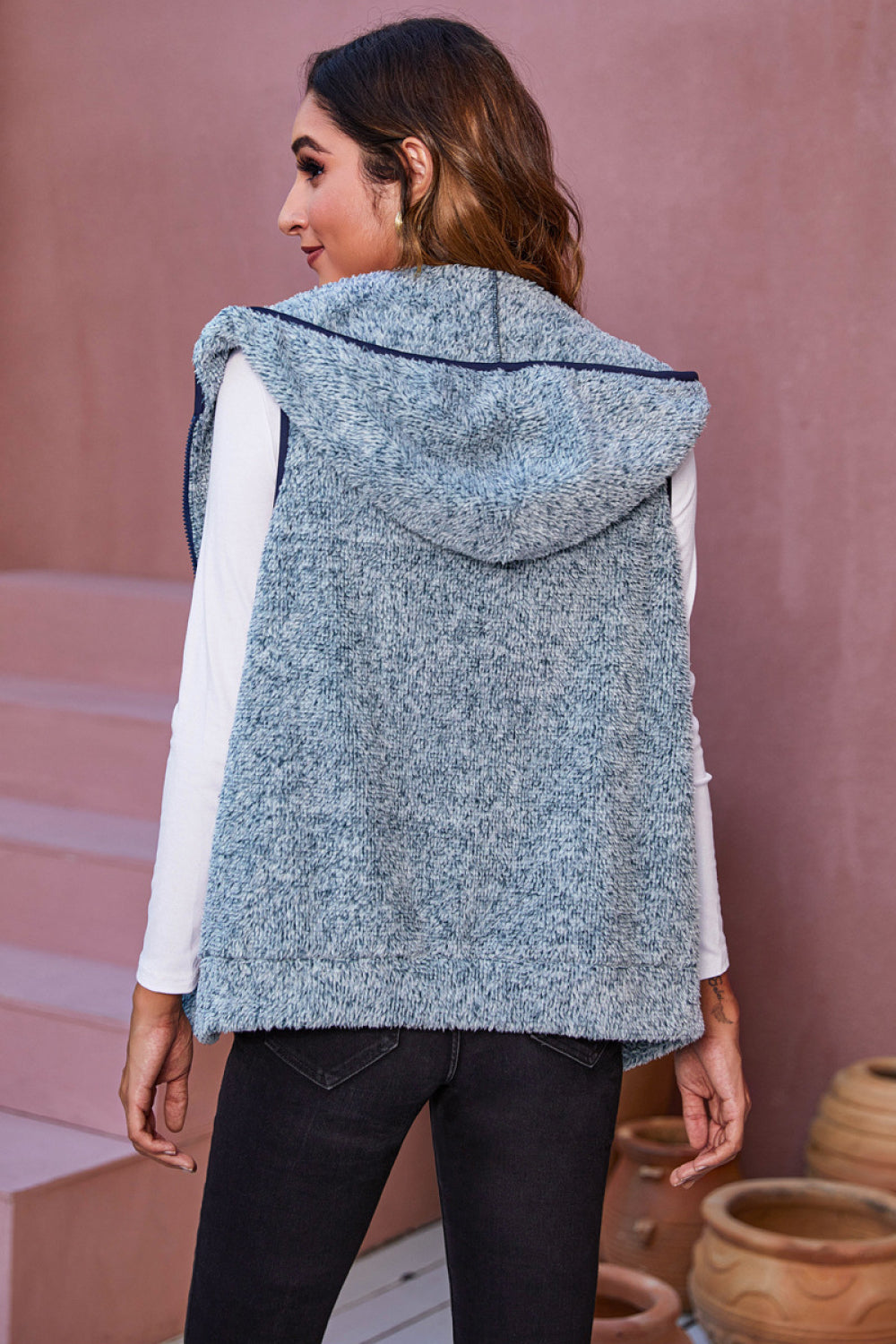 Zip Up Fleece Hooded Vest