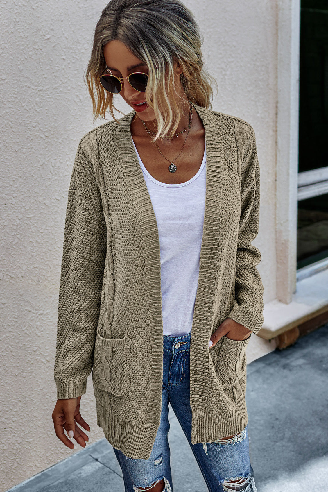 Cable Knit Open Front Cardigan - Absolute Fashion 2020