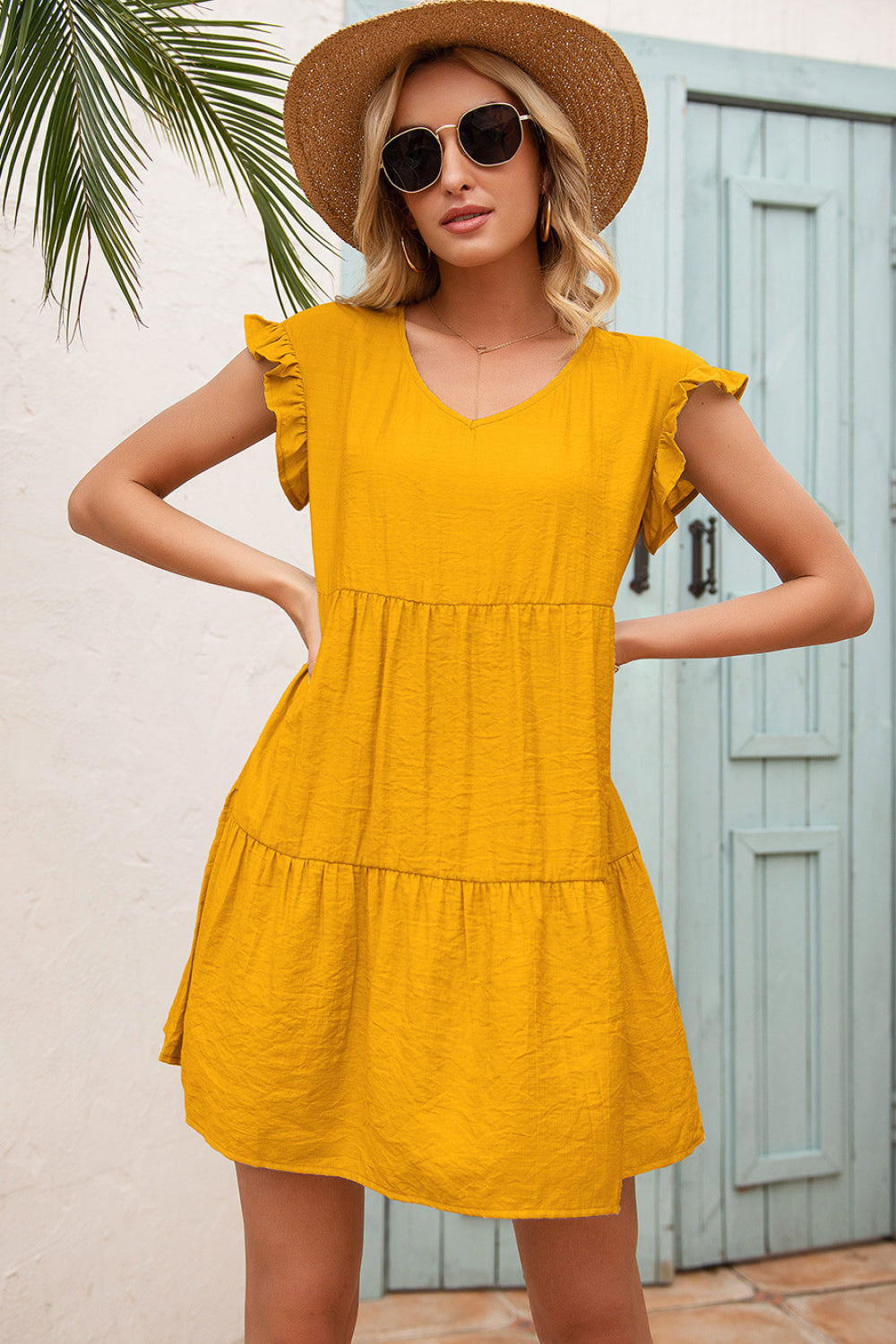 Tiered Ruffle Hem and Sleeve Dress - Absolute Fashion 2020