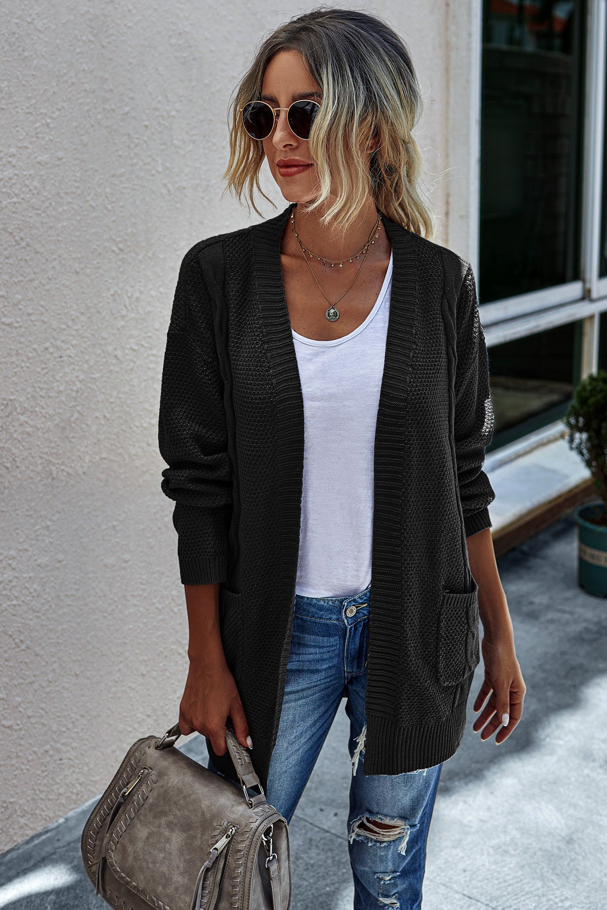 Cable Knit Open Front Cardigan - Absolute Fashion 2020