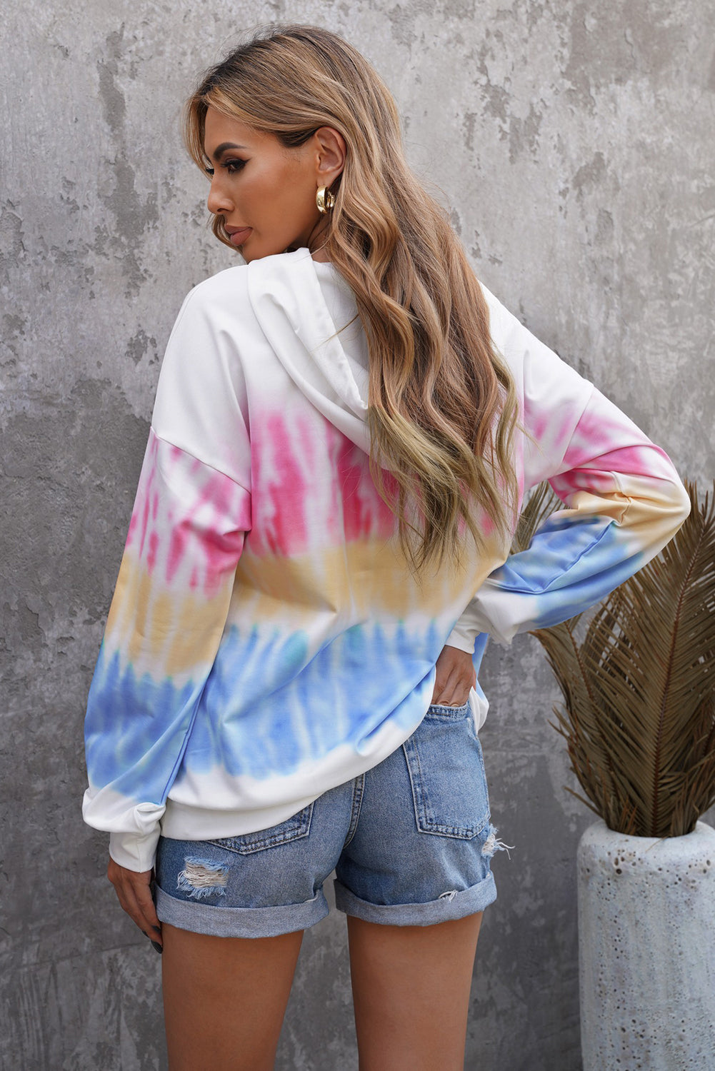 Tie-Dye Drawstring Pullover Hoodie - Absolute Fashion 2020