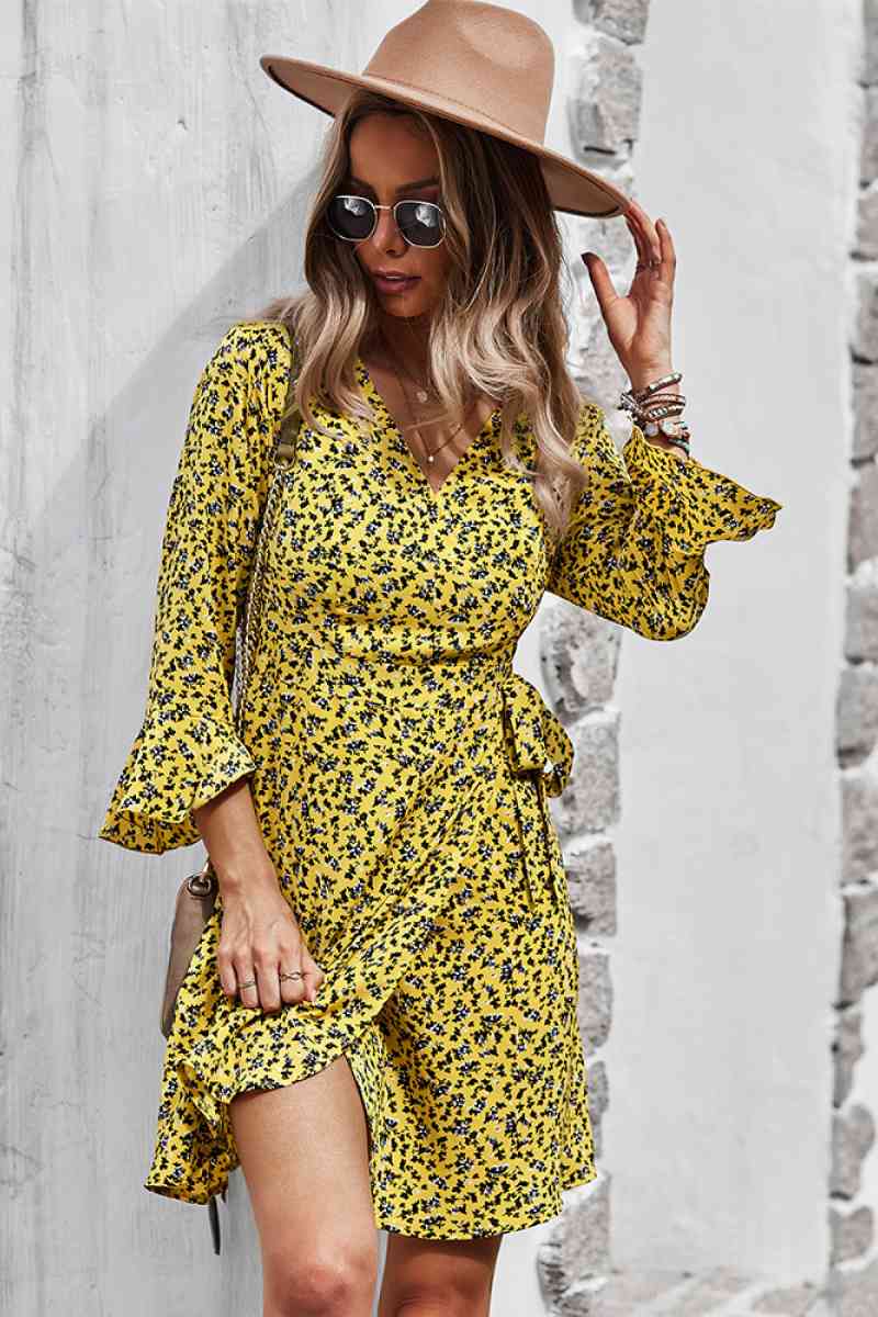 Floral Flare Sleeve Corset Dress - Absolute Fashion 2020