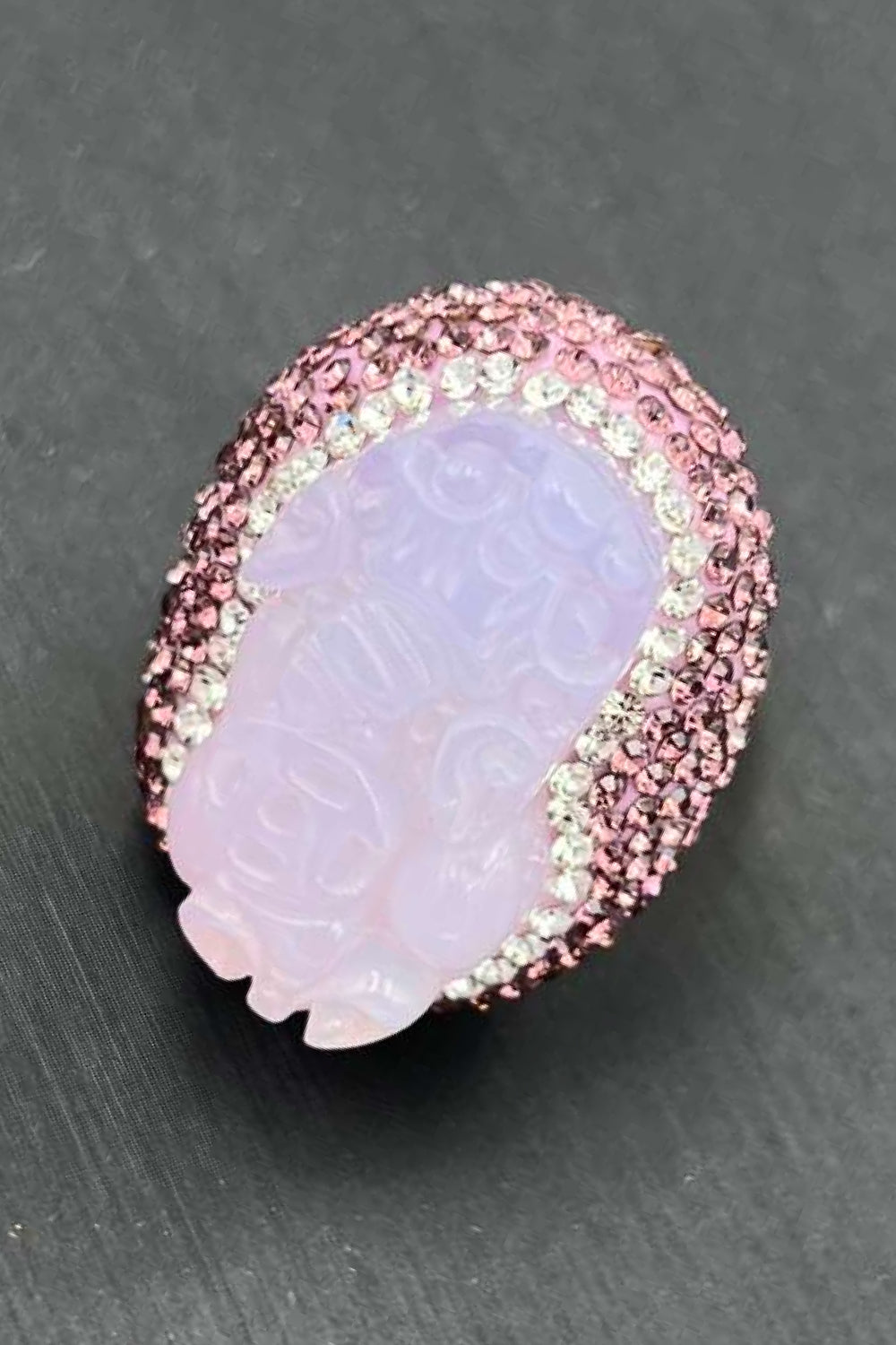 Random-Shape Natural Stone Rhinestone Brass Ring