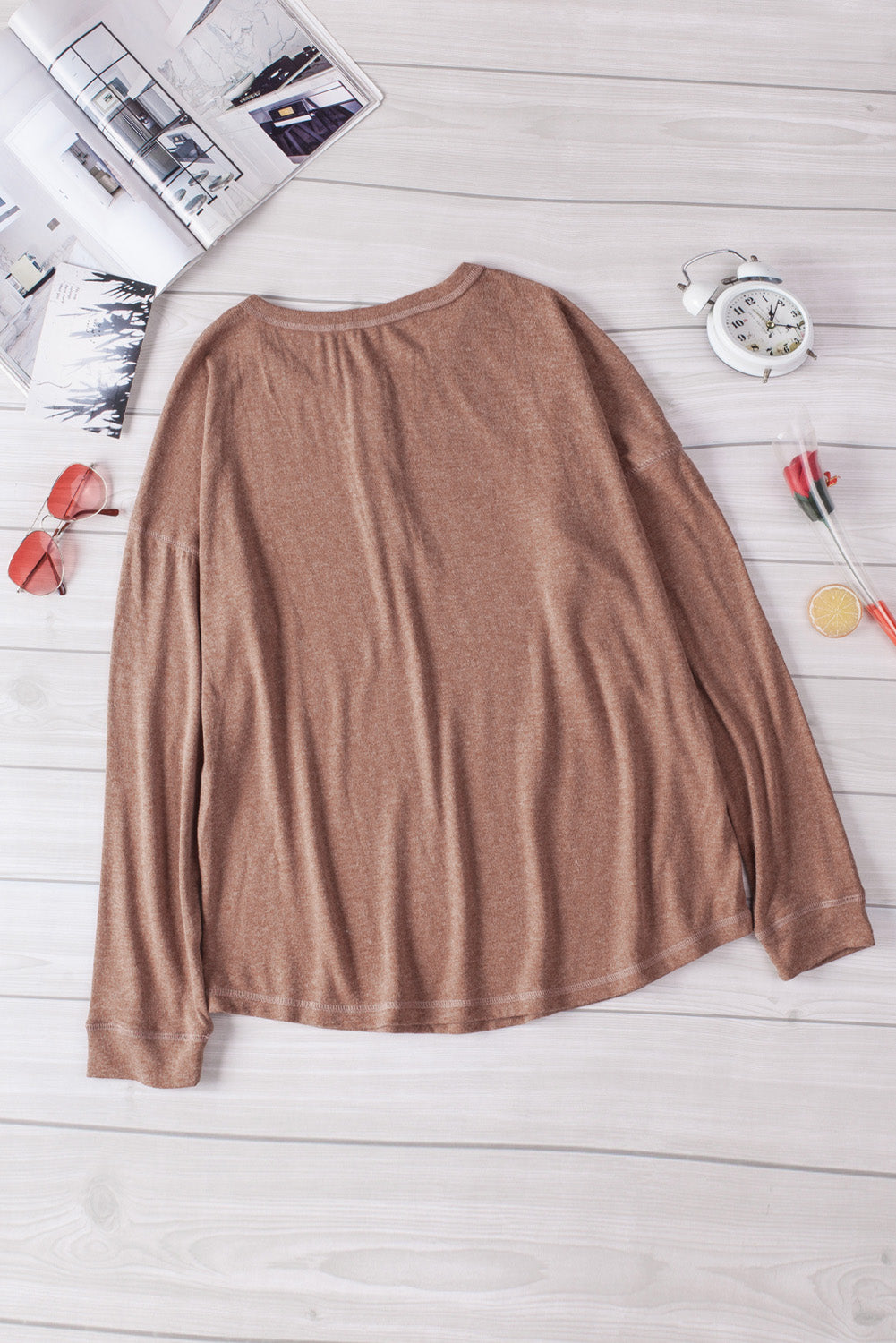 Button Up Drop Shoulder Top - Absolute Fashion 2020