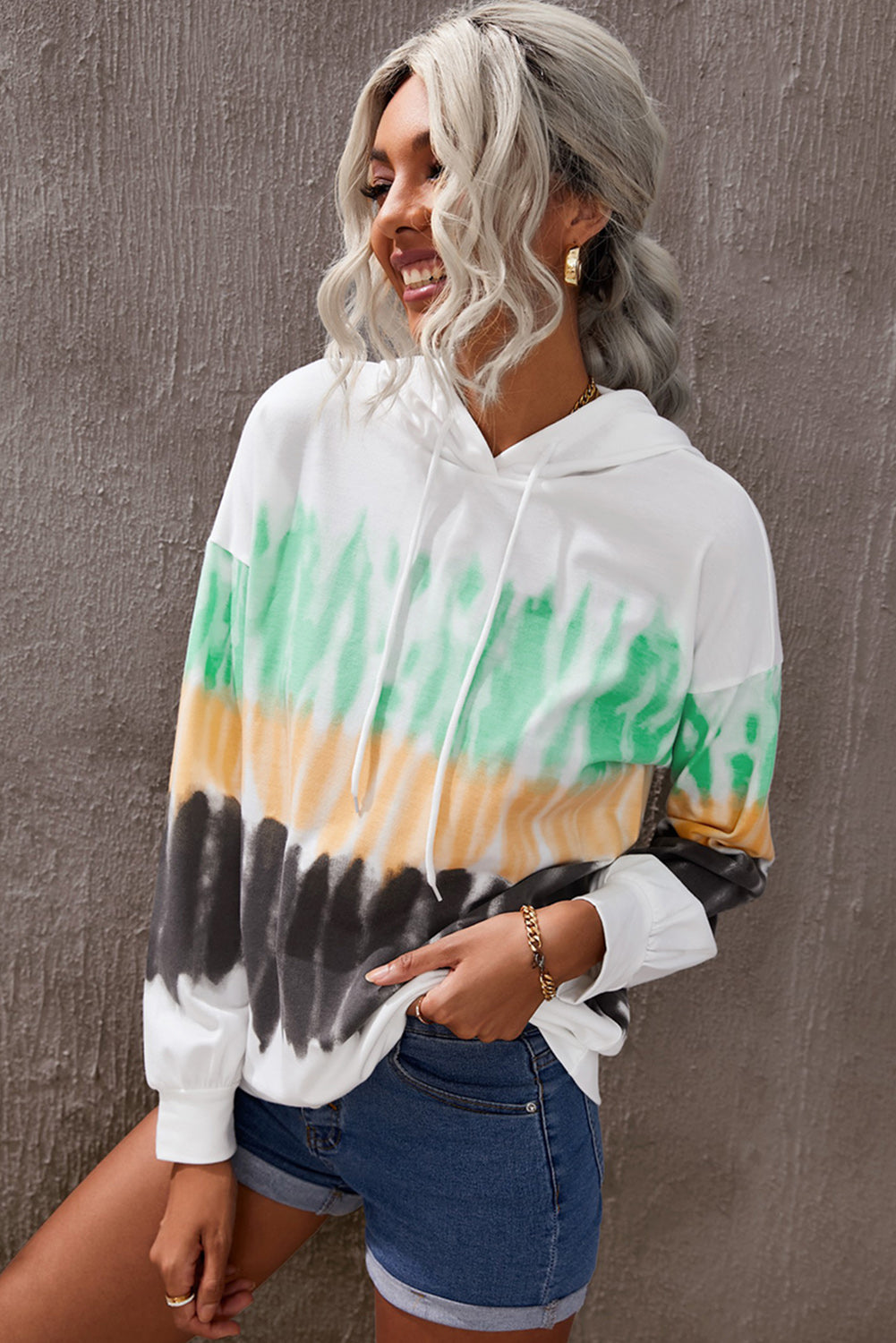 Tie-Dye Drawstring Pullover Hoodie - Absolute Fashion 2020