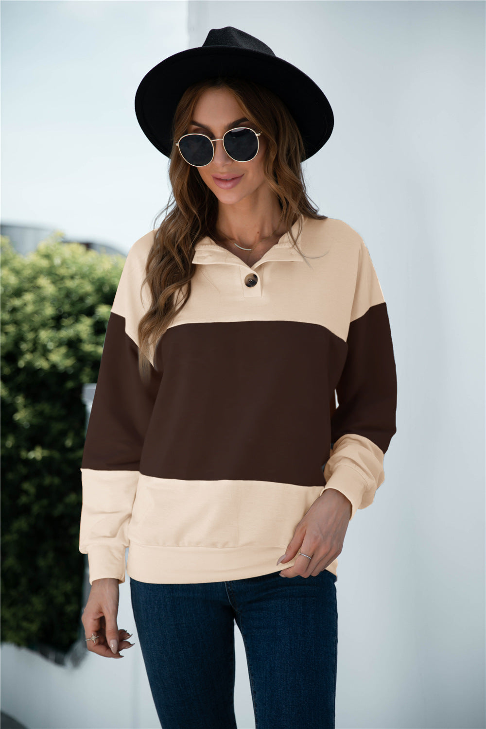 Colorblock Three Button Top - Absolute Fashion 2020