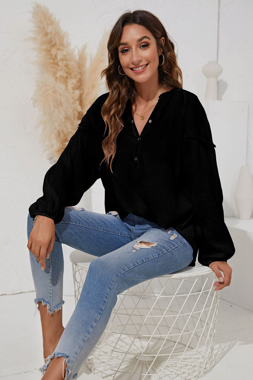 Puff Sleeve Button Up Top - Absolute Fashion 2020