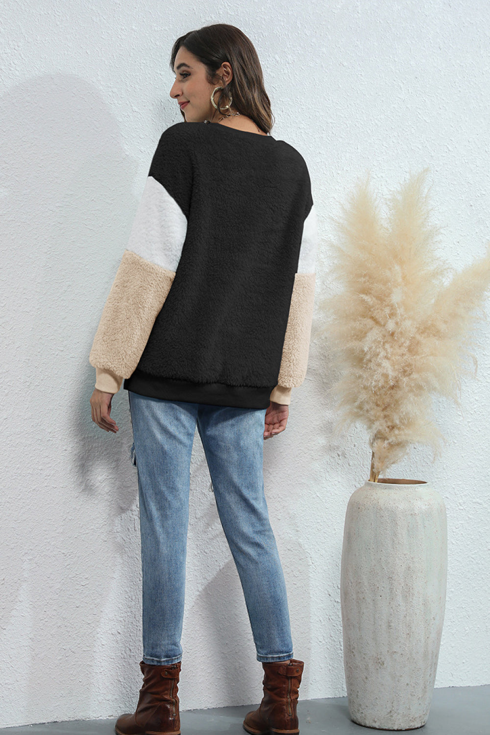 Color Block Teddy Sweatshirt - Absolute Fashion 2020