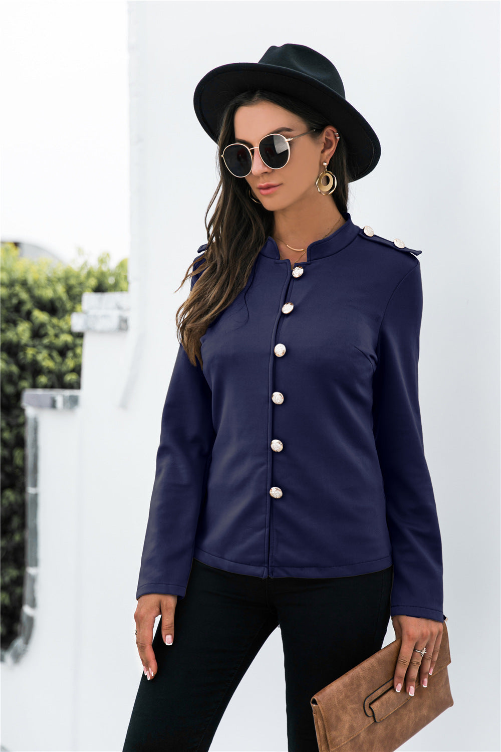 Single Breasted Mock Neck Blazer - Absolute Fashion 2020