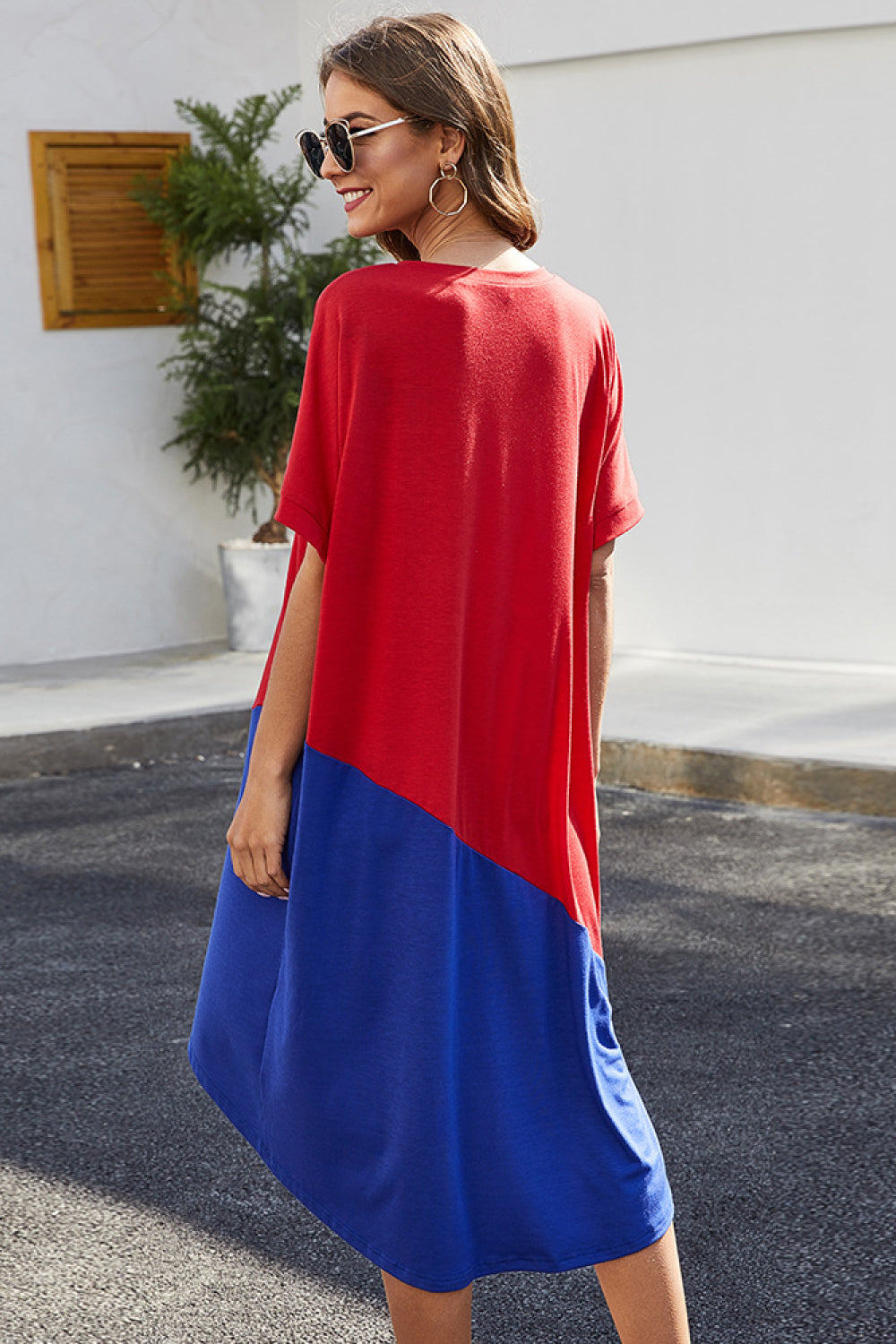 Color Block Hi-Low Hem Tee Dress - Absolute Fashion 2020
