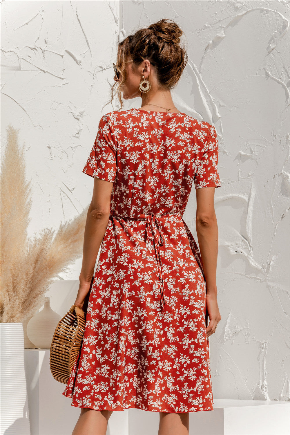 Floral Wrap Front Asymmetrical Dress - Absolute Fashion 2020